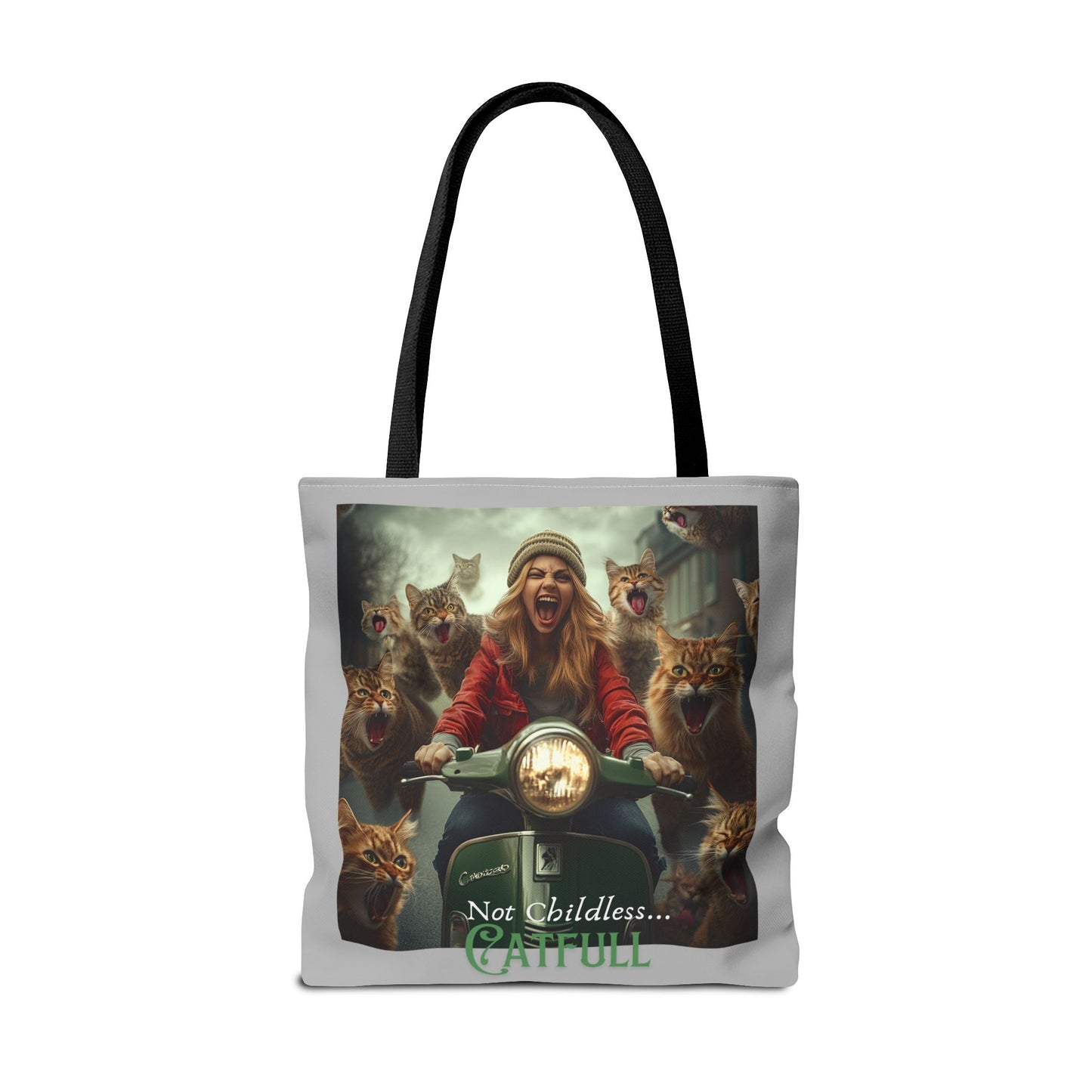 "Not Childless... Catfull" Cat Lady Tote Bag Childless Cat Lady Tote Bag (AOP)
