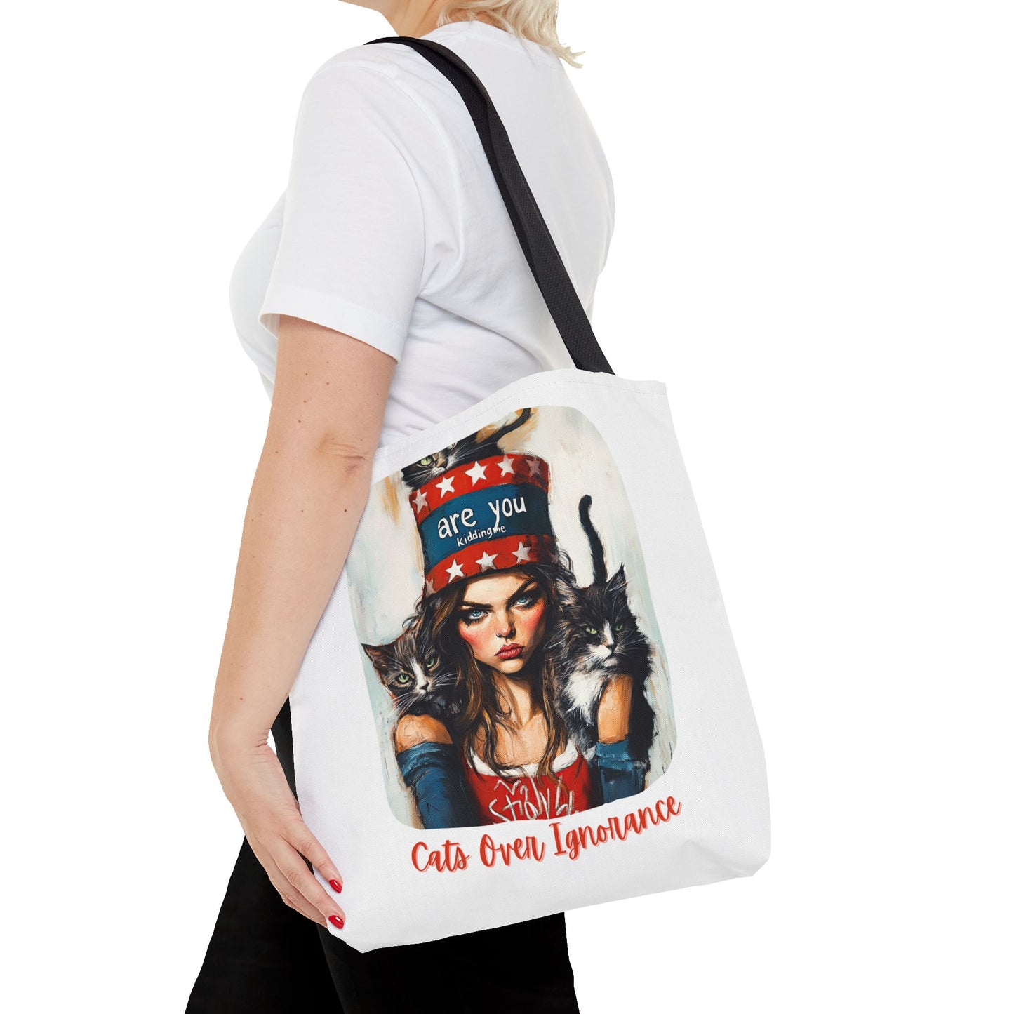 "Cats Over Ignorance" Childless Cat Lady Tote Bag (AOP)
