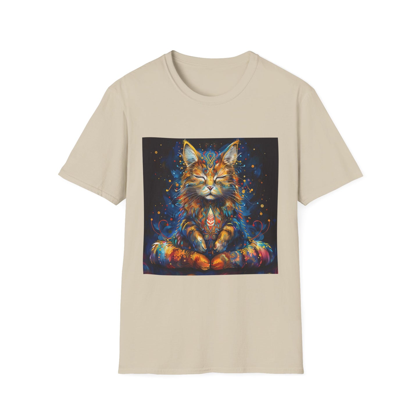 Zen Cat, Chill - Meditating Cat Shirt, Cat Lover's Graphic Tee Graphic Unisex T- Shirt, T-Shirt Cat Lovers Gift Softstyle T-Shirt Tee Teeshirt Stylized Cat