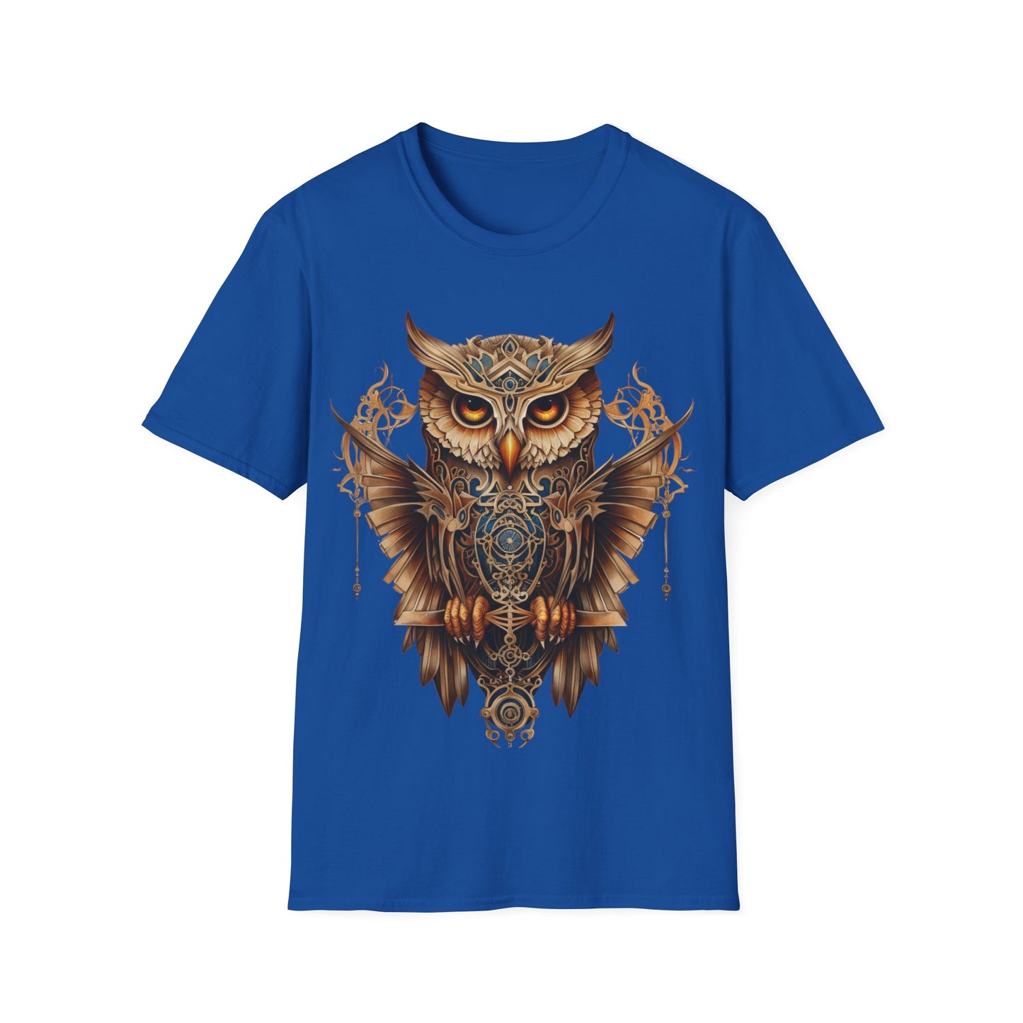 Art Deco Style Owl, Golden Owl Shirt, 1920's Steampunk Owl Christmas Gift Unisex Tee Shirt, T-Shirt Softstyle T-Shirt Tee Teeshirt