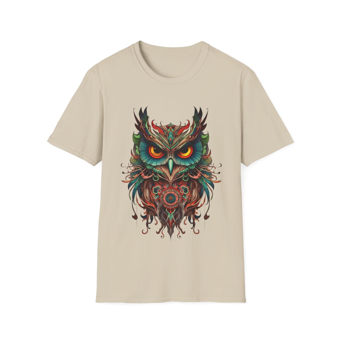 Jeweled Tone Owl, Owl Shirt, Barn Steampunk Owl Unisex Tee Shirt, T-Shirt Softstyle T-Shirt Tee Teeshirt