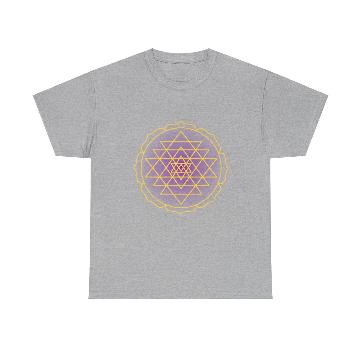 Sri Yantra, Purple Glow, Shree Yantra, Shri Chakra Nava Chakra Shirt - Graphic Tee - Yoga, Zen, Hindu Gifts Unisex Heavy Cotton Graphic Tee T-Shirt
