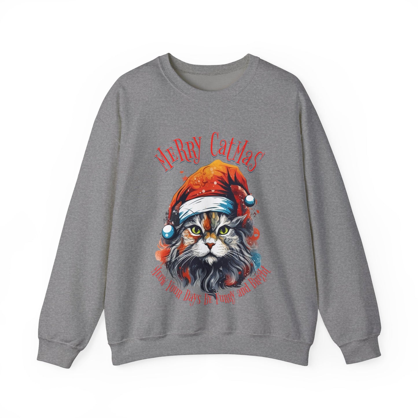 Merry Catmas Christmas Cat, Cat Lovers Gift, Kitty Cat Christmas Shirt Unisex Sweatshirt Sweat Shirt, Many Colors