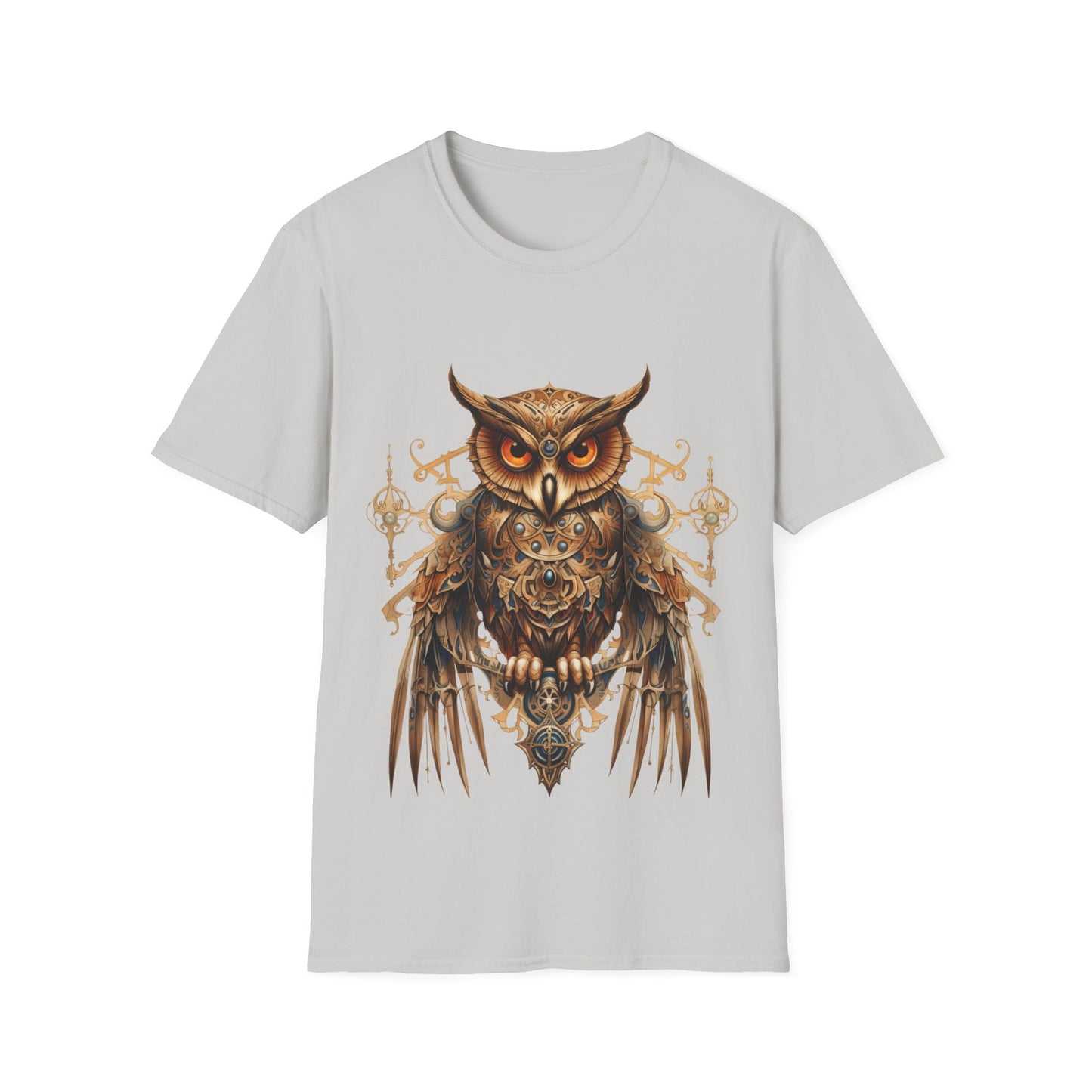 Steampunk Art Deco Style Owl II, Golden Owl Shirt, 1920's Owl Gift Unisex Tee Shirt, T-Shirt Softstyle T-Shirt Tee Teeshirt