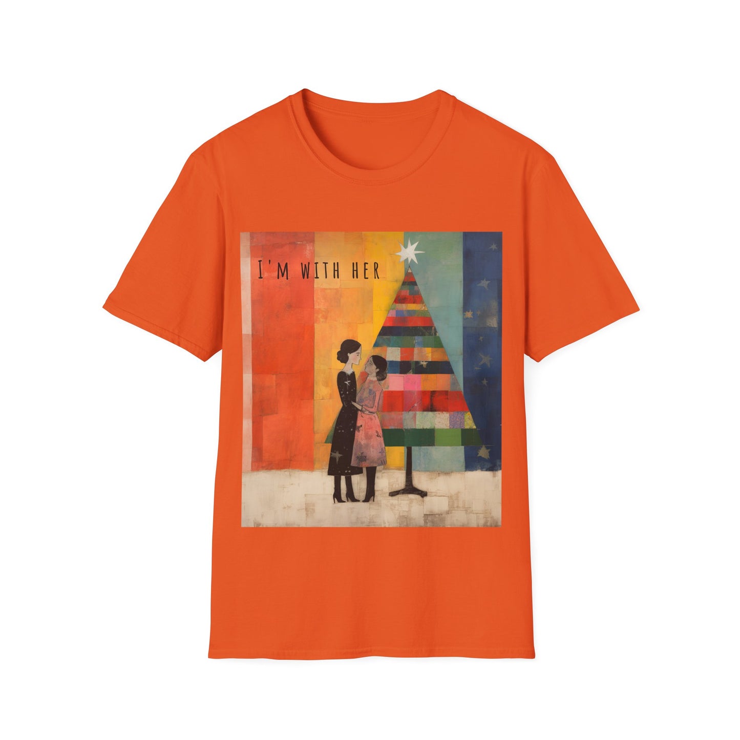 Pride Xmas - "I'm With Her" - Lesbian LGBTQ Christmas Pride Shirt Unisex Softstyle Teeshirt, T-Shirt, Gay Pride Gift, Many Colors