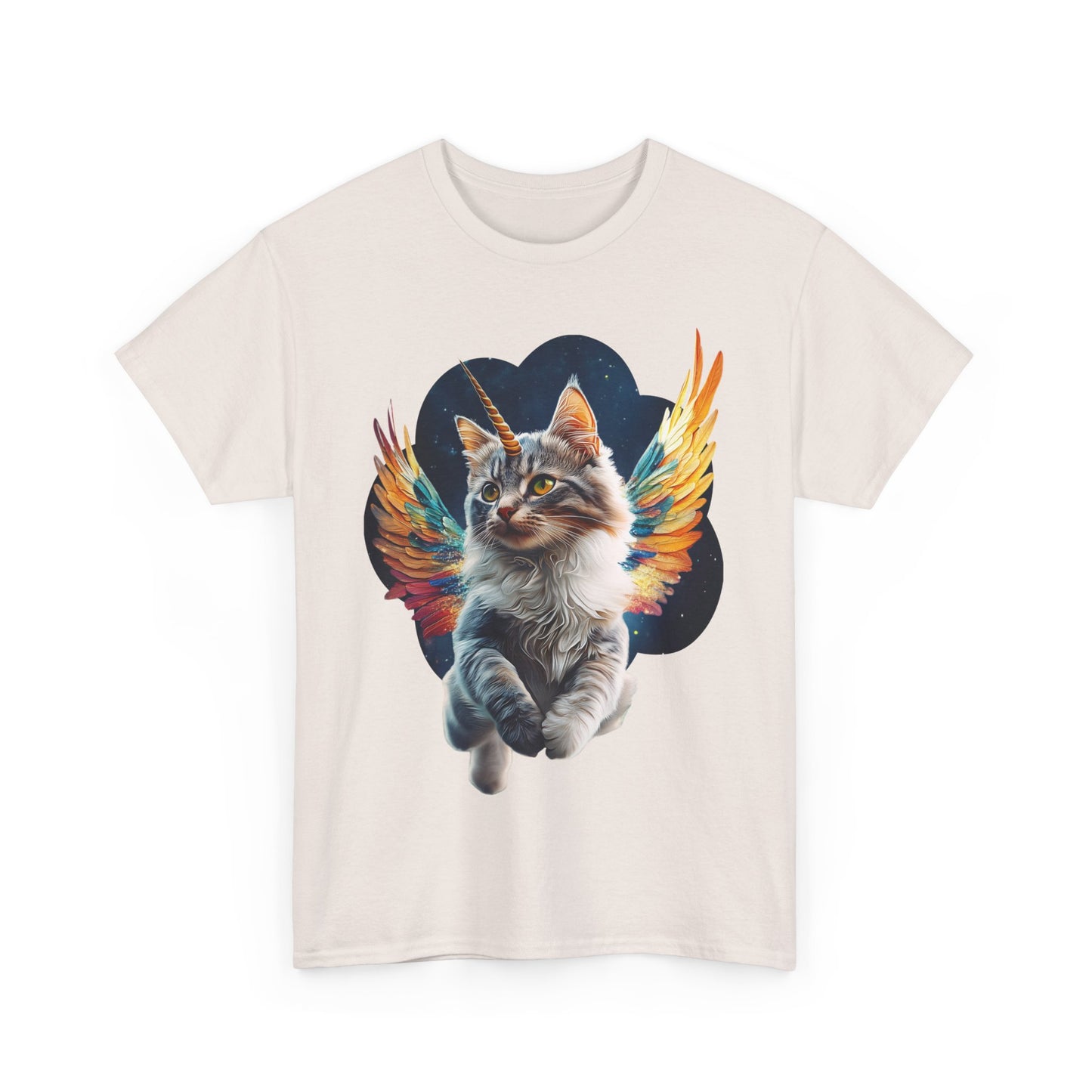 Unicorn Angel Cat, Cat Memorial Unicorn Angel Cat with Angel Wings Graphic Tee- Cat Gift Unisex Heavy Cotton Tee T-Shirt