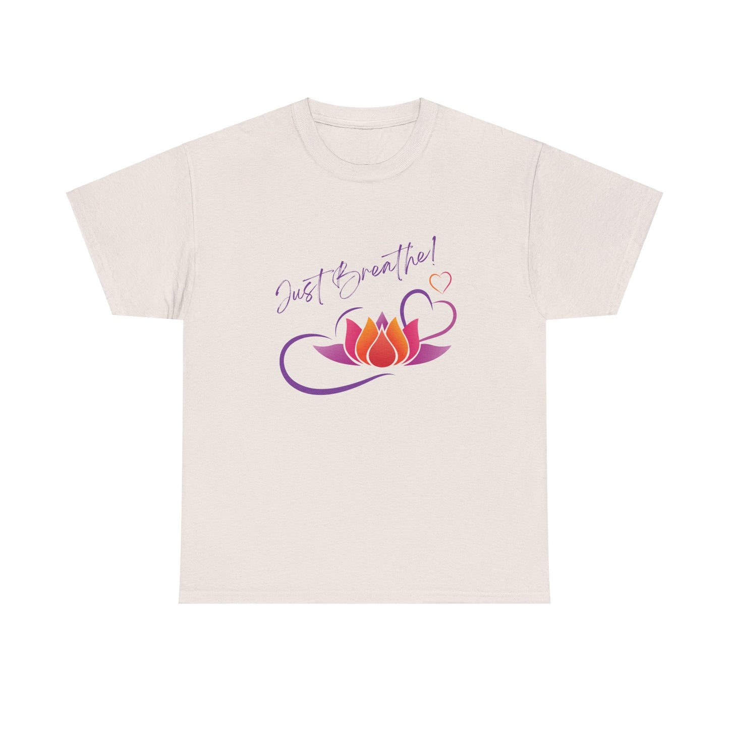 Just Breathe! Lotus Flower Hearts Tee shirt, Graphic Tees, Yoga Wear, Zen, Spiritual, Meditation Gifts Unisex Heavy Cotton Graphic Tee T-Shirt