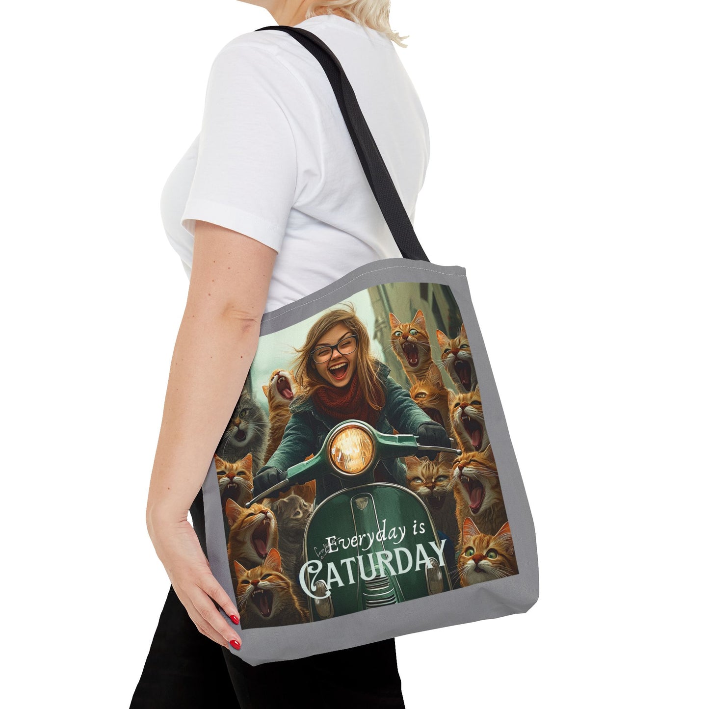 "Every Day is Caturday" Childless Cat Lady Tote Bag - Childless Cat Lady Tote Bag (AOP)