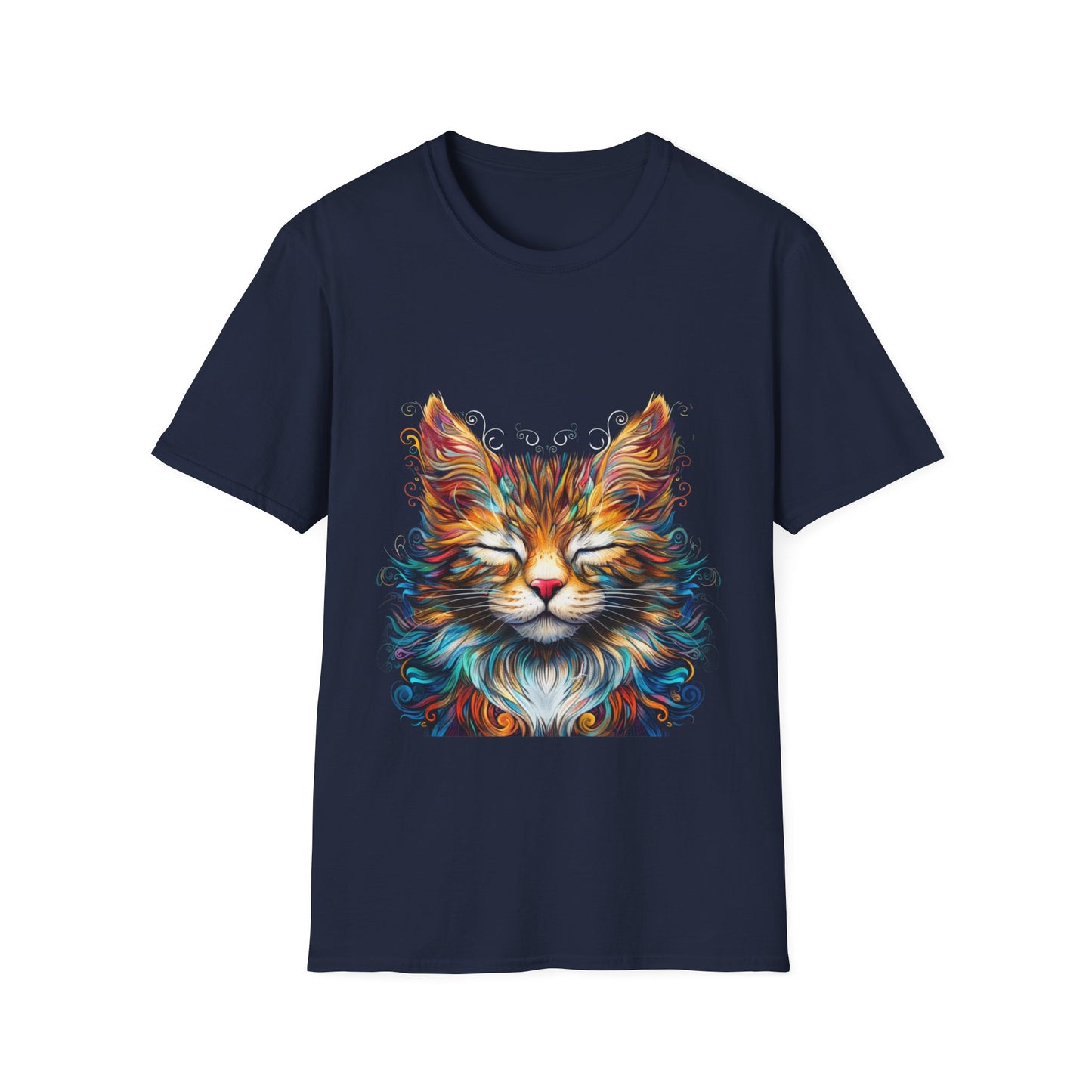Chill Vibe Meditating Cat Shirt, Cat Lover's Graphic Tee Graphic Unisex T- Shirt, T-Shirt Cat Lovers Gift Softstyle T-Shirt Tee Teeshirt Stylized Cat