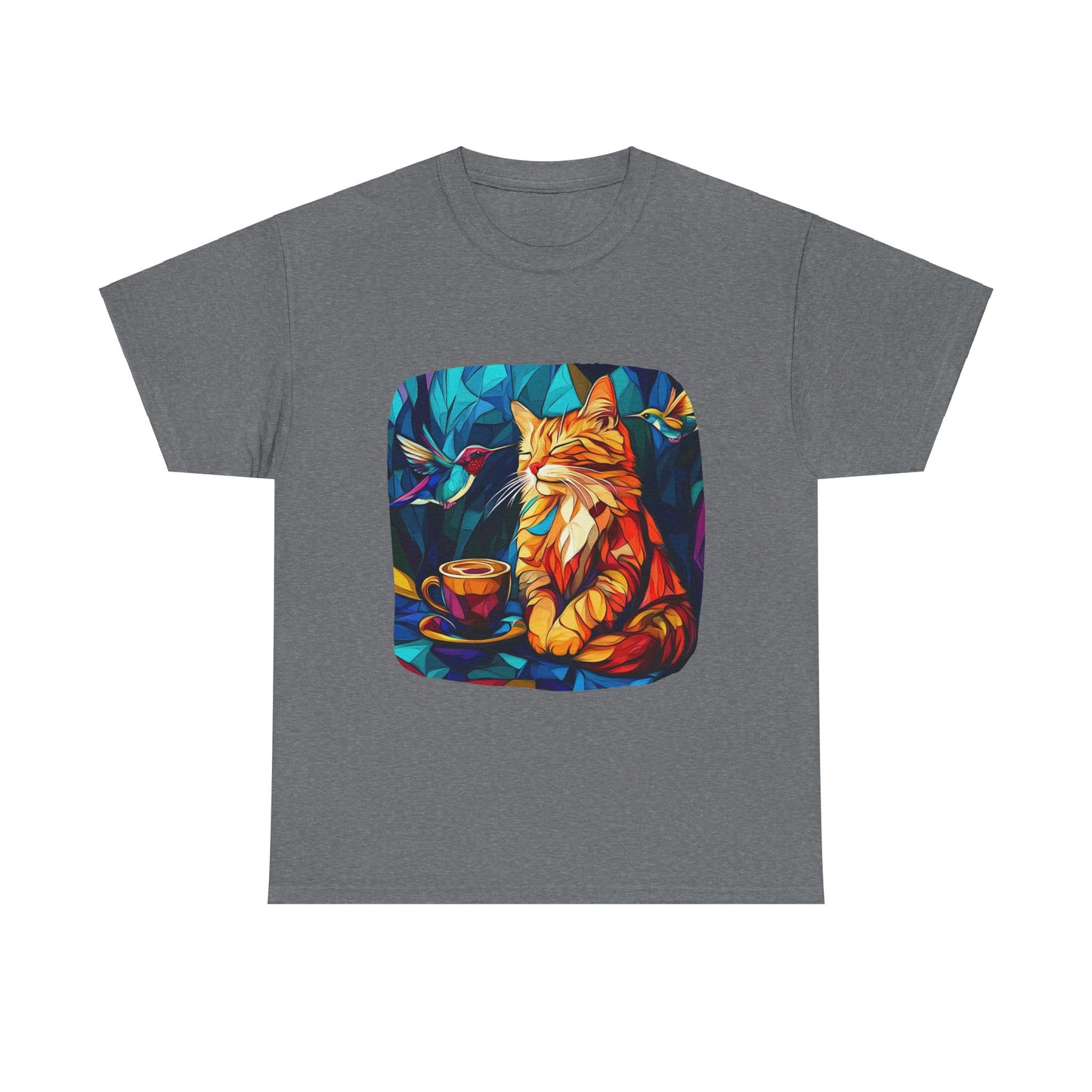 Coffee Cat (V2) - Cats and Coffee , Tea Shirt - T-shirt Coffee Lover - Cat Lover Unisex Heavy Cotton Tee T-Shirt