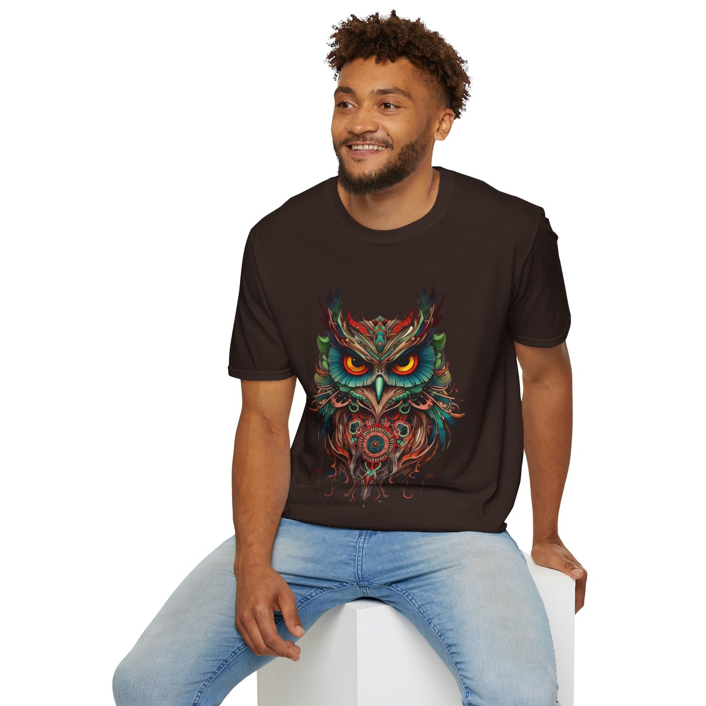 Jeweled Tone Owl, Owl Shirt, Barn Steampunk Owl Unisex Tee Shirt, T-Shirt Softstyle T-Shirt Tee Teeshirt