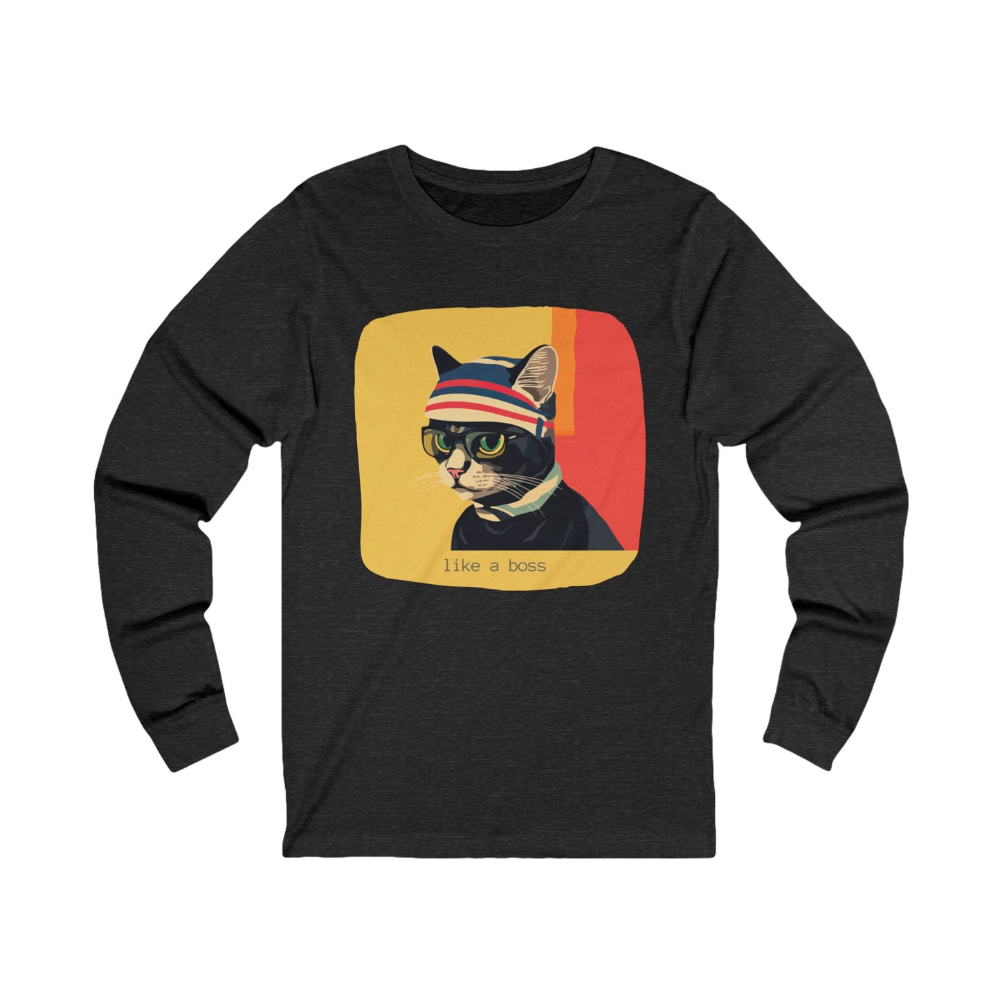 Like a Boss Cat Nerd, Boss Geeky Cat Lover T-shirt Gift Unisex Jersey Long Sleeve Tee Shirt, T-Shirt, Cat Lovers Gift