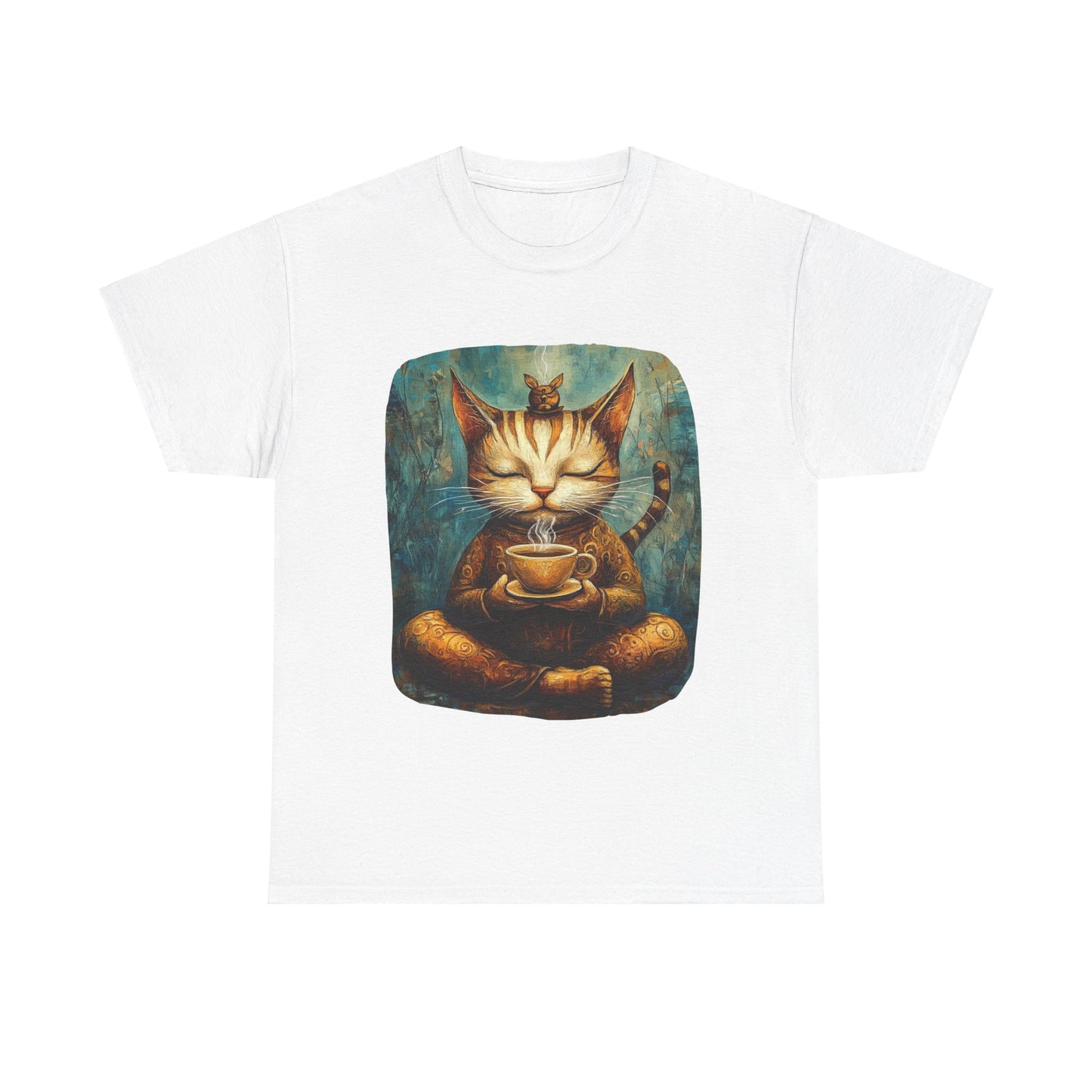Coffee Cat (Ver 5) - Cats and Coffee , Tea Shirt - T-shirt Coffee Lover - Cat Lover Unisex Heavy Cotton Tee T-Shirt