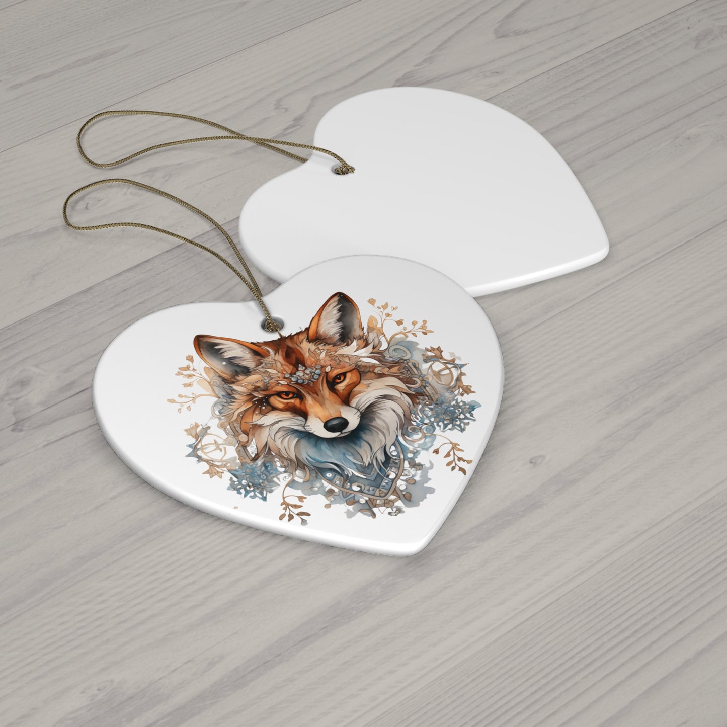 Red Fox, Holiday Fox- Christmas Fox Ceramic Christmas Ornament - Magical Fox, Spirit Medicine Ornament Gift - 4 Shapes