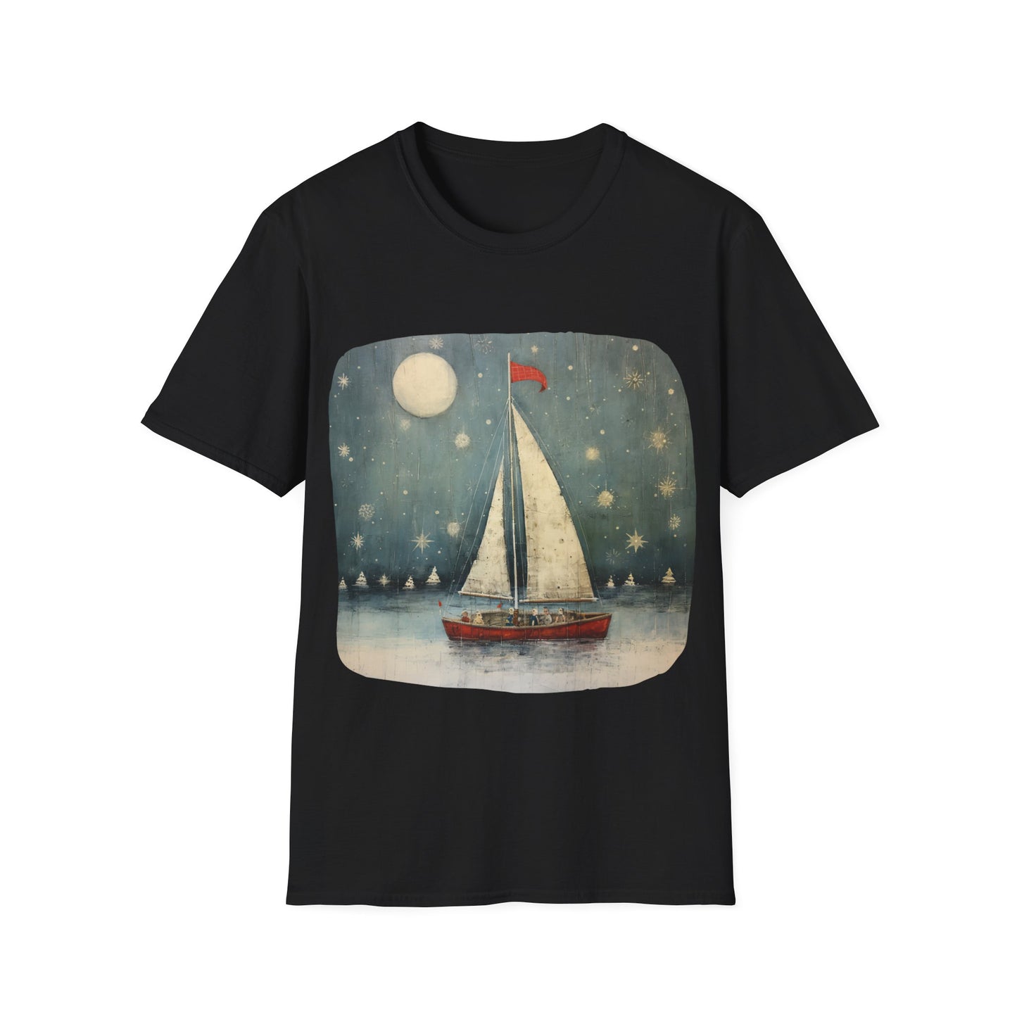 Christmas Nautical, Sailing Lover's Christmas Gift Unisex Tee Shirt, T-Shirt Sailing Gift Softstyle T-Shirt Tee Teeshirt Nautical Florida