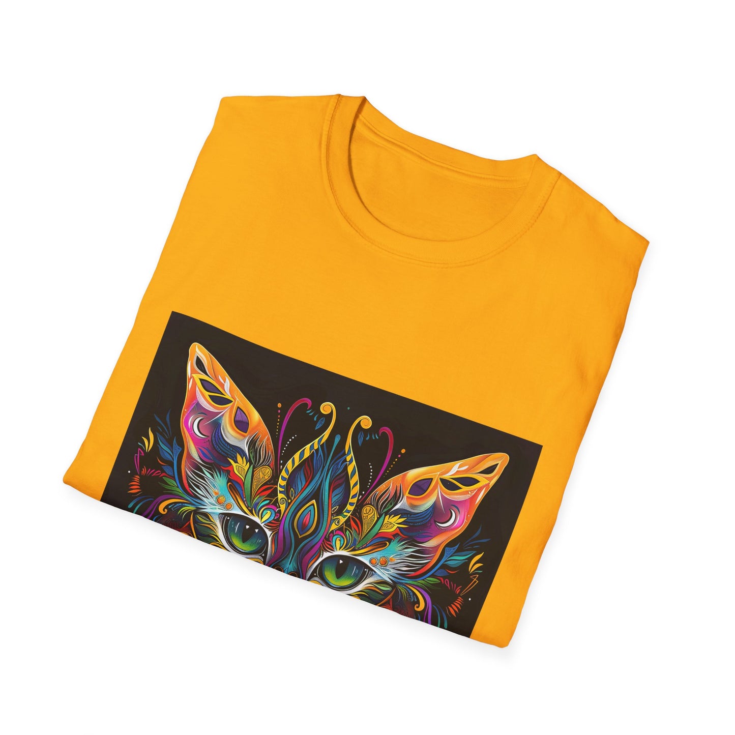 Listen to the Whisper Between Worlds- Shaman Graphic Cat Tee, Cat Lover's Graphic Tee Graphic Unisex T- Shirt, T-Shirt Cat Lovers Gift Softstyle T-Shirt Tee Teeshirt Stylized Cat