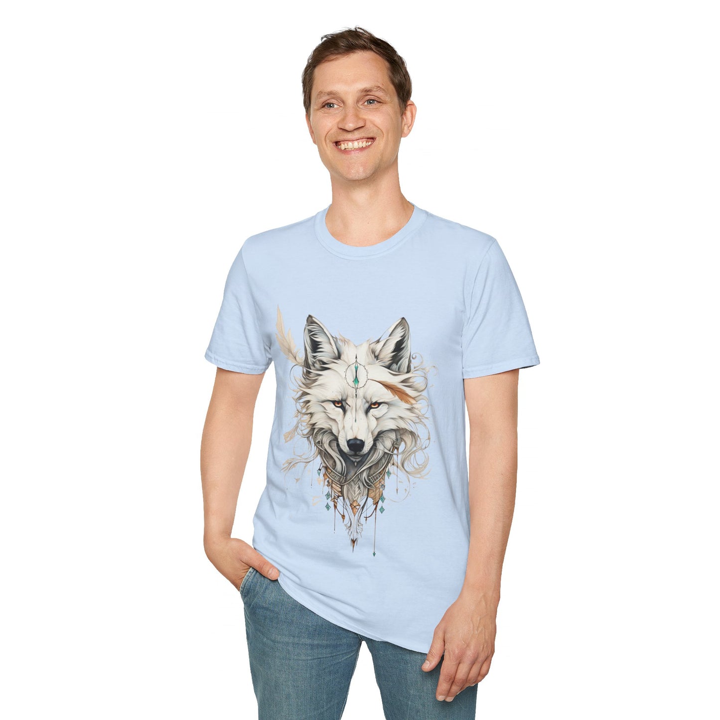 White Snow Fox Shirt, Fox Lover's Gift, Unisex Tee Shirt, T-Shirt Fox Totem Spirit Medicine Softstyle T-Shirt Tee Teeshirt White Fox