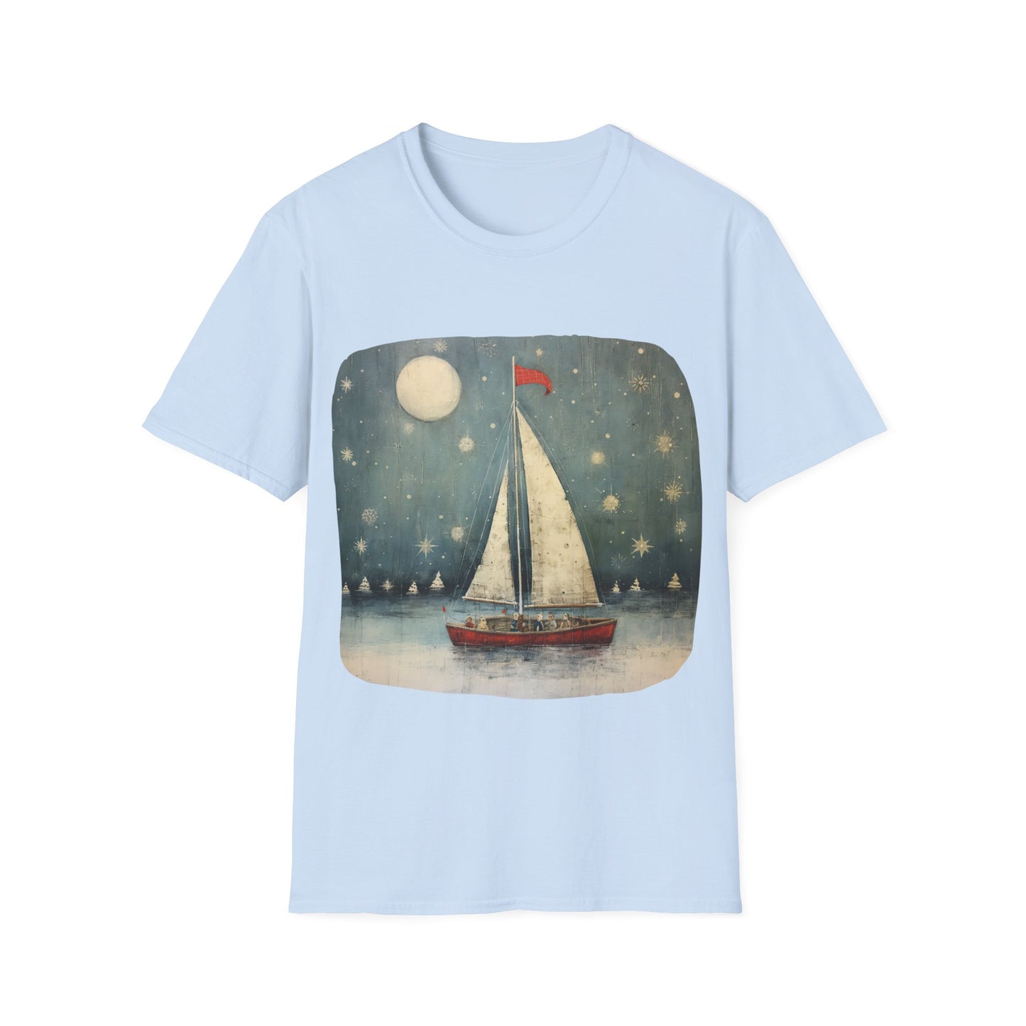 Christmas Nautical, Sailing Lover's Christmas Gift Unisex Tee Shirt, T-Shirt Sailing Gift Softstyle T-Shirt Tee Teeshirt Nautical Florida