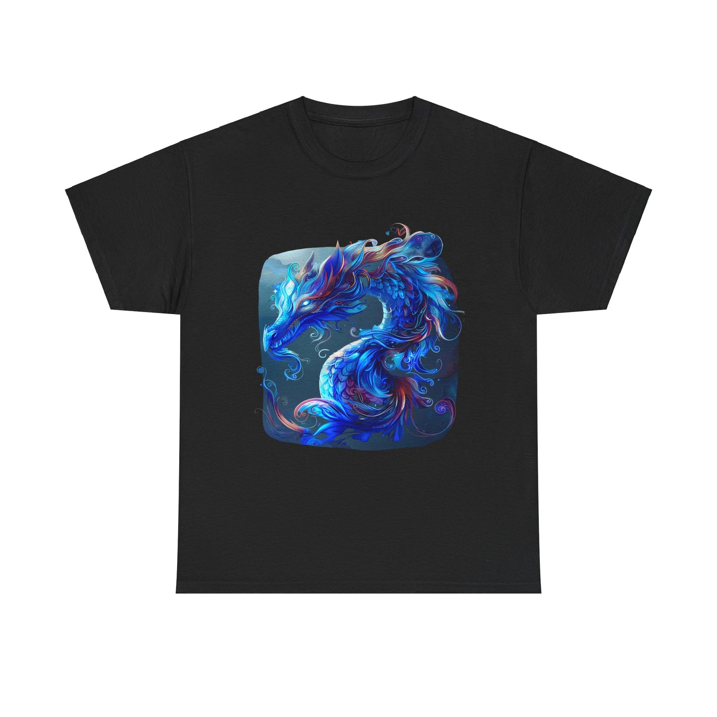 Blue Water Dragon Graphic Tee - Dragons T-shirt - Dragon Lovers Unisex Heavy Cotton Tee T-Shirt