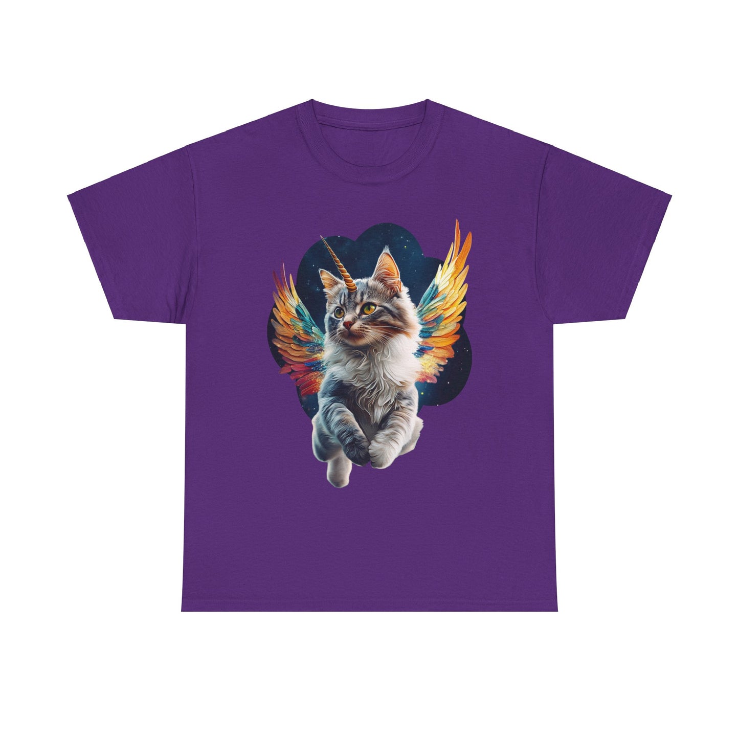 Unicorn Angel Cat, Cat Memorial Unicorn Angel Cat with Angel Wings Graphic Tee- Cat Gift Unisex Heavy Cotton Tee T-Shirt