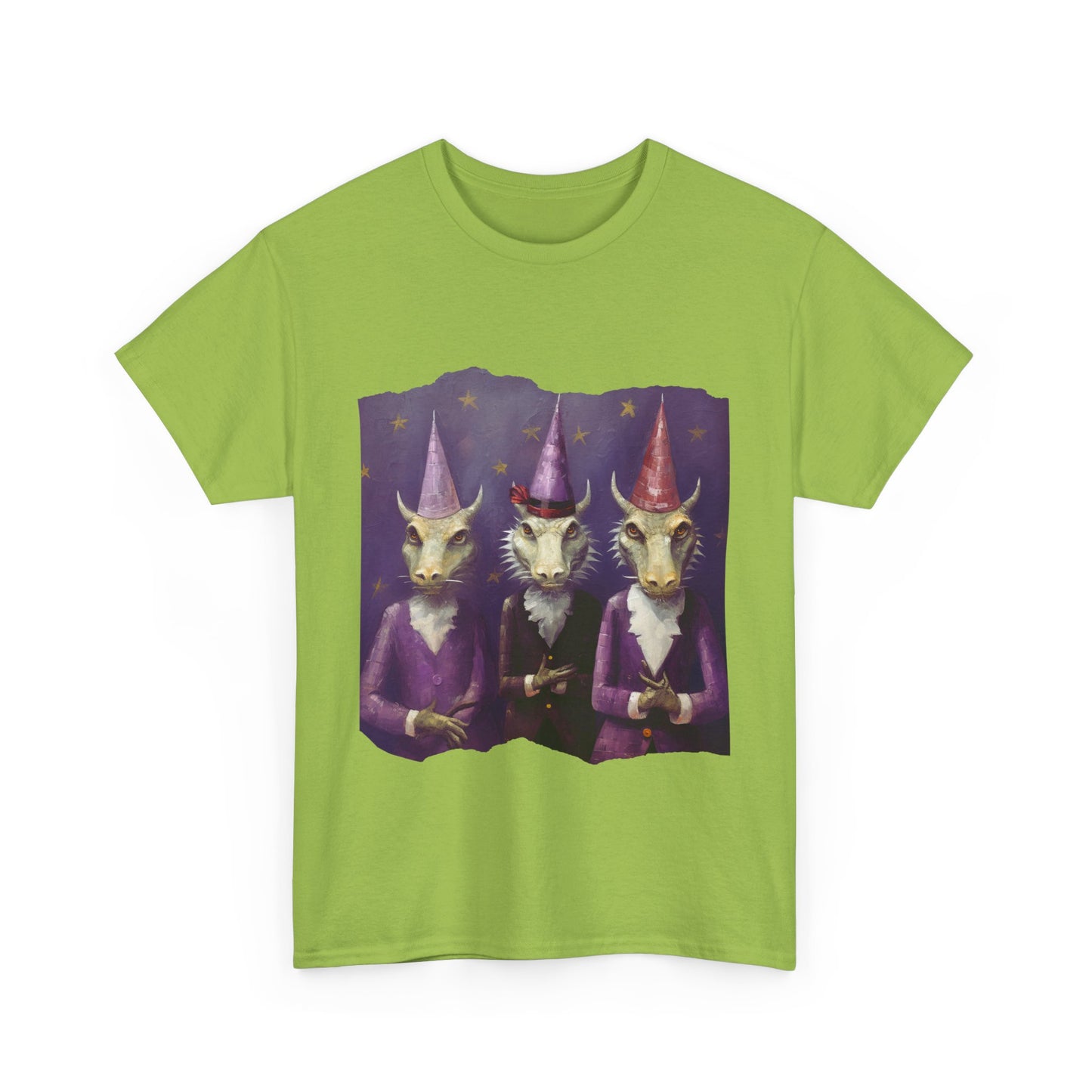 Dragon Elves Graphic Tee - Dragon in Santa Hat T-shirt - Dragon Lovers Unisex Heavy Cotton Tee T-Shirt