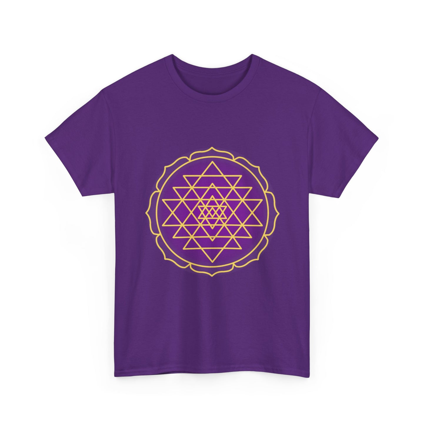 Sri Yantra, Purple Glow, Shree Yantra, Shri Chakra Nava Chakra Shirt - Graphic Tee - Yoga, Zen, Hindu Gifts Unisex Heavy Cotton Graphic Tee T-Shirt