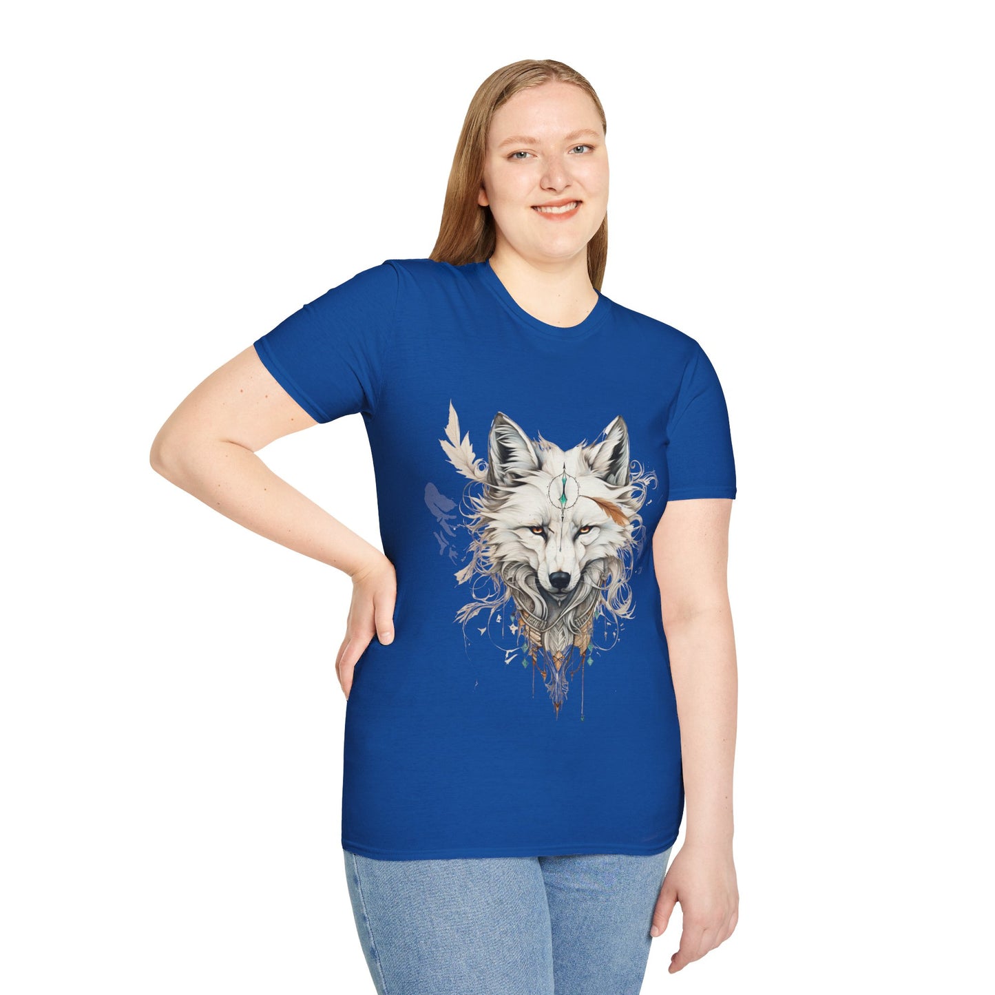 White Snow Fox Shirt, Fox Lover's Gift, Unisex Tee Shirt, T-Shirt Fox Totem Spirit Medicine Softstyle T-Shirt Tee Teeshirt White Fox
