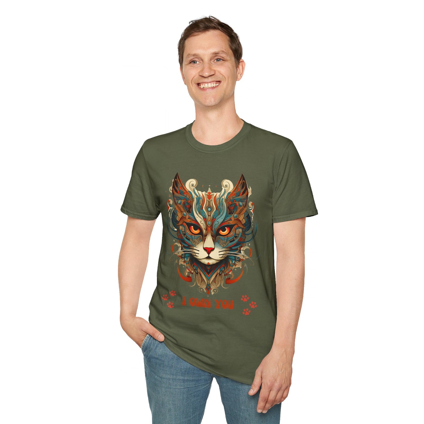 I Own You Cat Paws, Cat Lover's Gift Unisex Tee Shirt, T-Shirt Cat Lovers Gift Softstyle T-Shirt Tee Teeshirt Stylized Exotic Cat