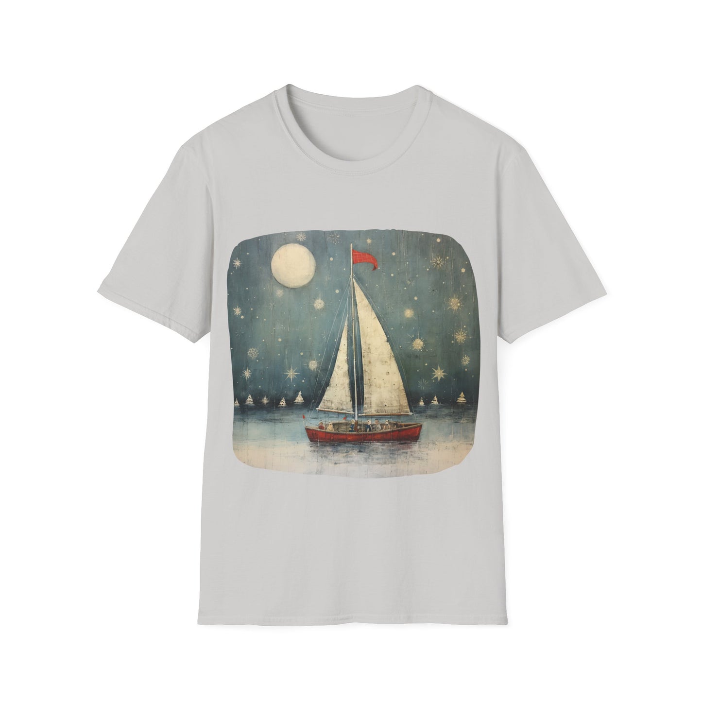 Christmas Nautical, Sailing Lover's Christmas Gift Unisex Tee Shirt, T-Shirt Sailing Gift Softstyle T-Shirt Tee Teeshirt Nautical Florida