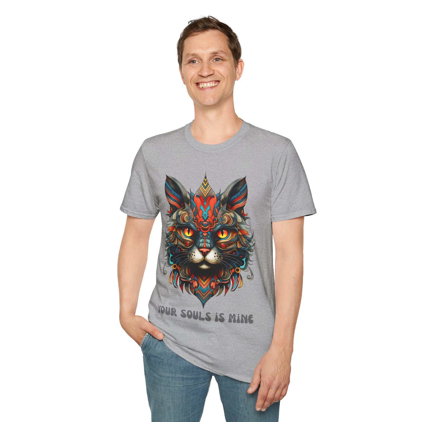 Your Soul is Mine Cat Lover's Unisex Tee Shirt, T-Shirt Cat Lovers Gift Softstyle T-Shirt Tee Teeshirt Stylized Exotic Cat