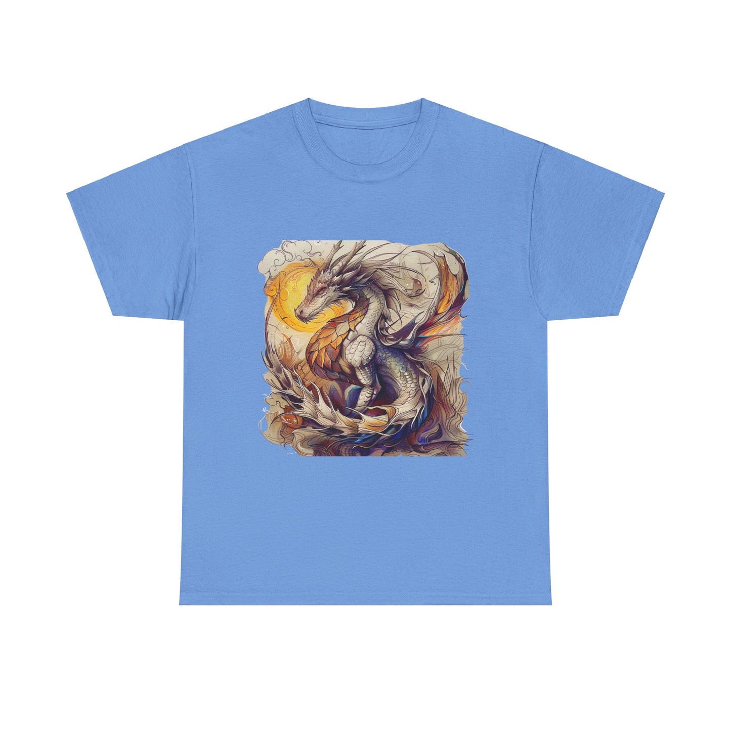 White Light Dragon Graphic Tee - Dragon T-shirt - Dragon Lovers Unisex Heavy Cotton Tee T-Shirt
