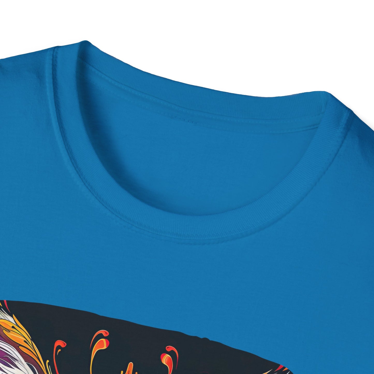 Shaman's Heart, Warrior's Spirit Graphic Cat Tee, Cat Lover's Graphic Tee Graphic Unisex T- Shirt, T-Shirt Cat Lovers Gift Softstyle T-Shirt Tee Teeshirt Stylized Cat
