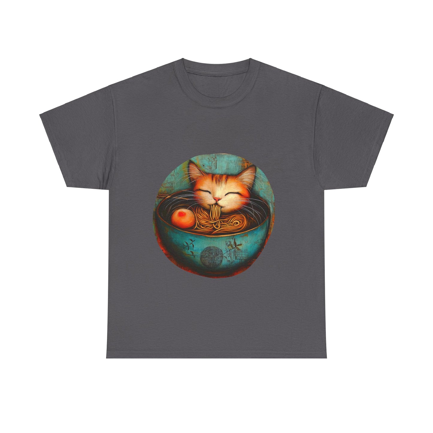 Ramen Cat (Ver 5), Cats and Ramen, Ramen Art Gift - Cute Cats Unisex Heavy Cotton Tee T-Shirt