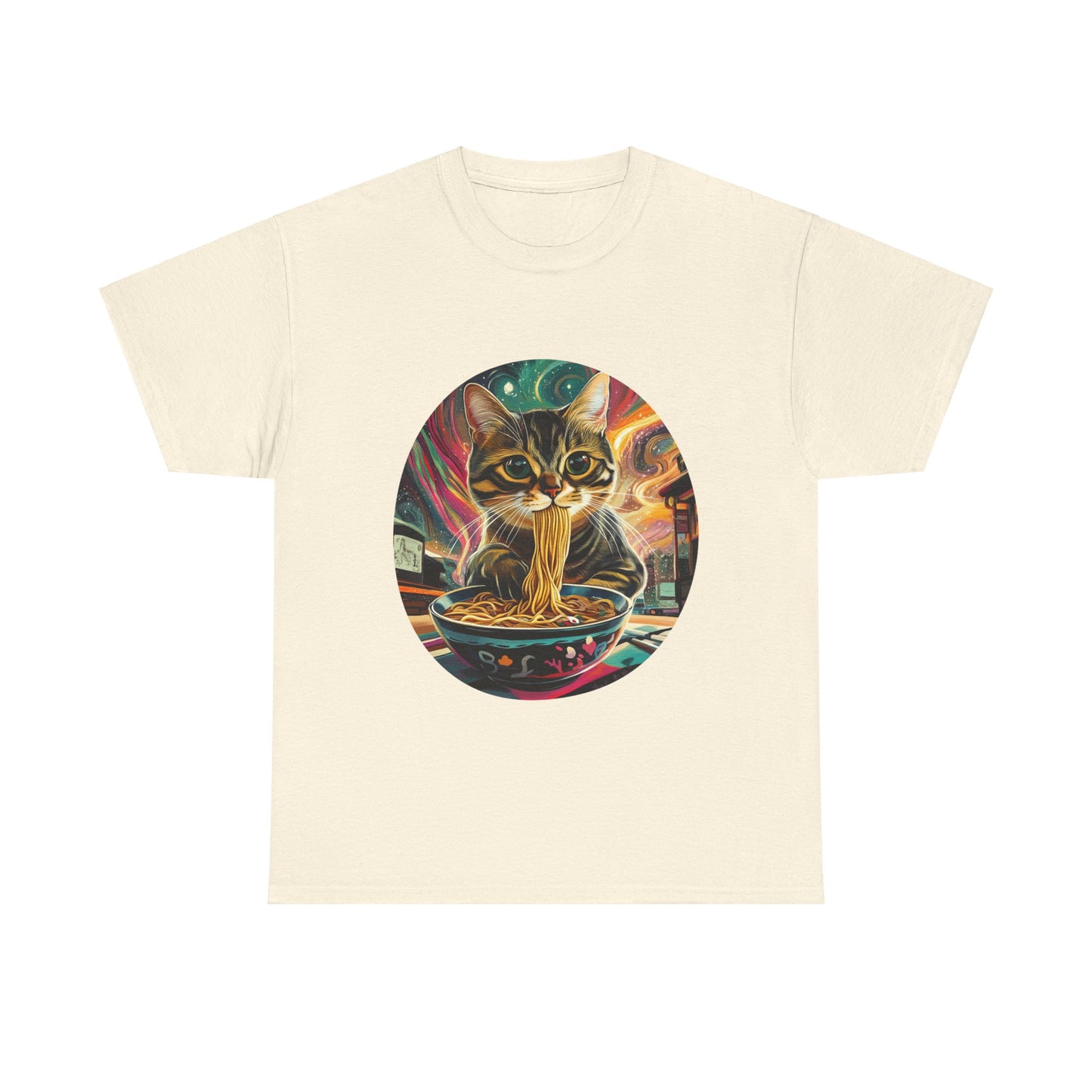 Ramen Cat (Ver 6), Cats and Ramen, Ramen Art Gift - Cute Cats Unisex Heavy Cotton Tee T-Shirt