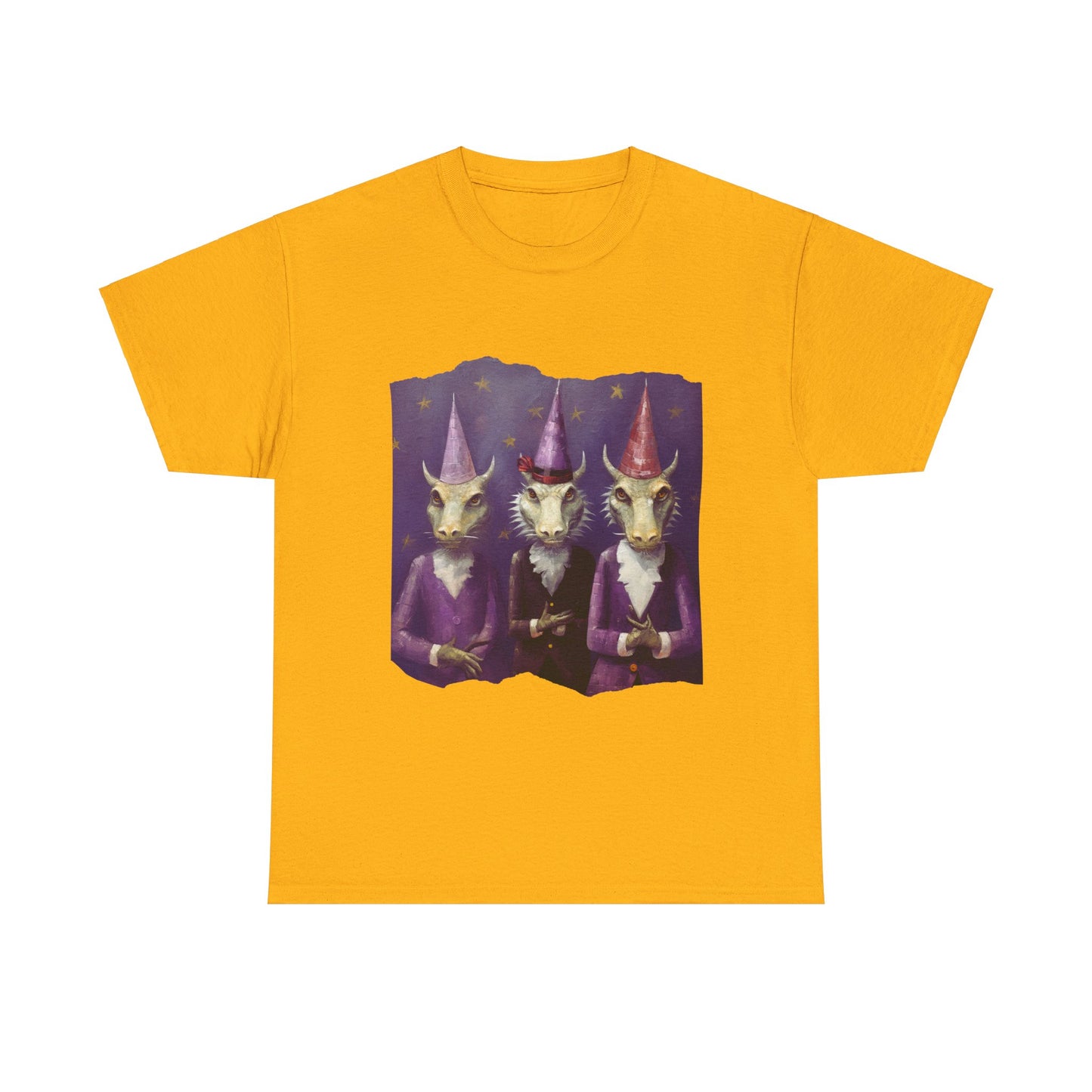 Dragon Elves Graphic Tee - Dragon in Santa Hat T-shirt - Dragon Lovers Unisex Heavy Cotton Tee T-Shirt