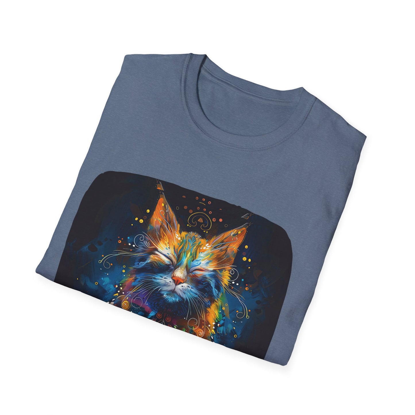 Mani Padme Meow (Version 2) - Meditating Cat Shirt, Cat Lover's Graphic Tee Graphic Unisex T- Shirt, T-Shirt Cat Lovers Gift Softstyle T-Shirt Tee Teeshirt Stylized Cat