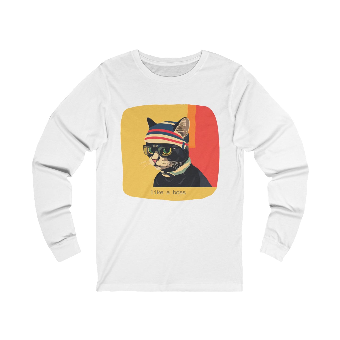 Like a Boss Cat Nerd, Boss Geeky Cat Lover T-shirt Gift Unisex Jersey Long Sleeve Tee Shirt, T-Shirt, Cat Lovers Gift