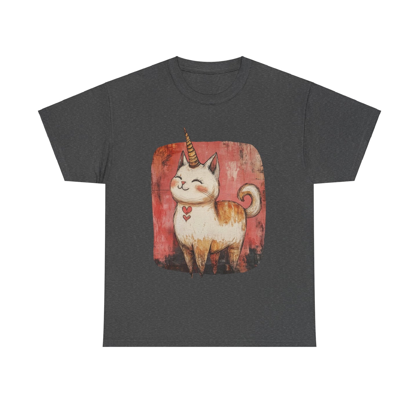 Adorable Kawaii Neko Unicorn Cat Graphic Tee - Cat Unicorn Mythical Creature Gift Unisex Adult Size Heavy Cotton Tee T-Shirt