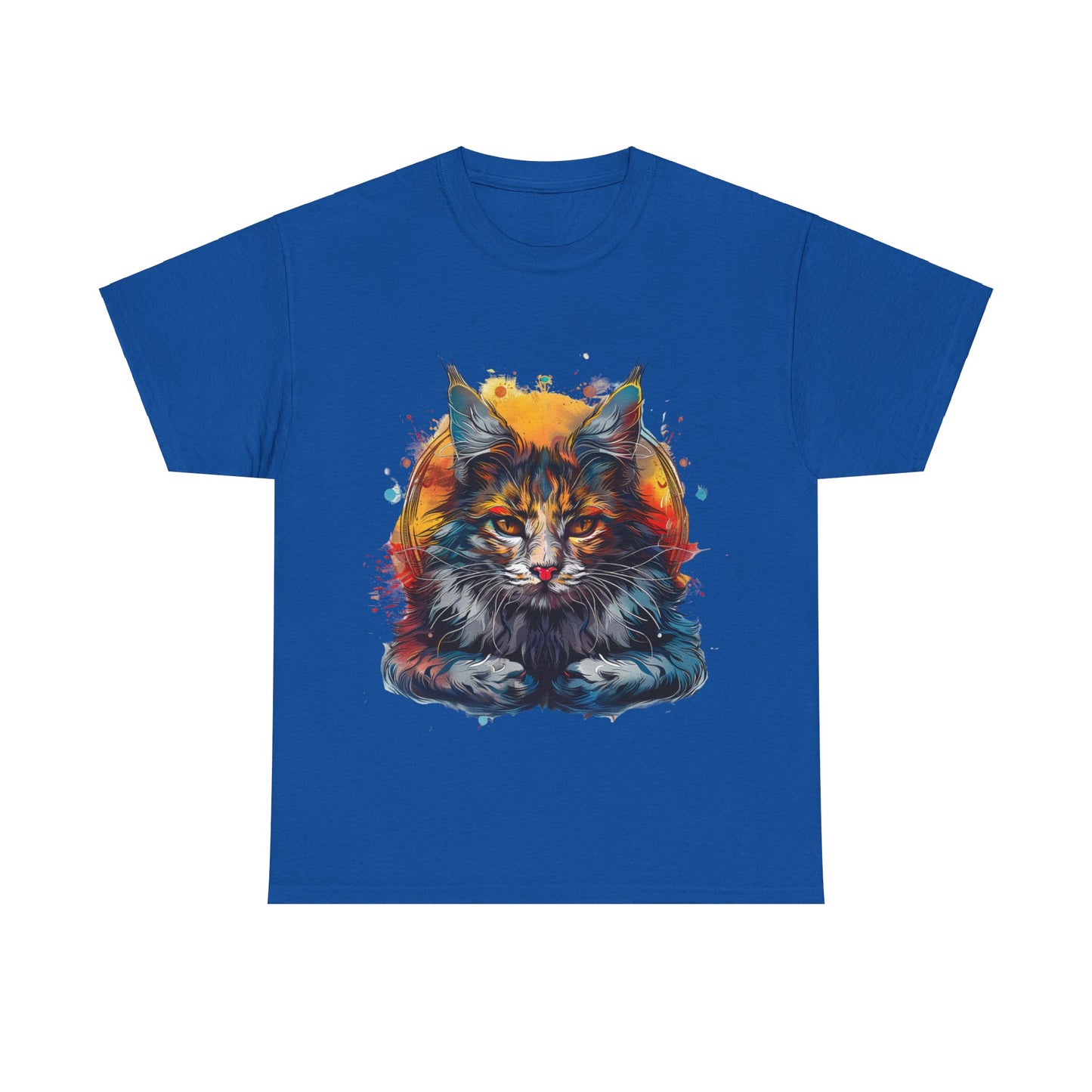 Meditating Cat, (V2) Zen Cat, Cat Gift Unisex Heavy Cotton Tee T-Shirt