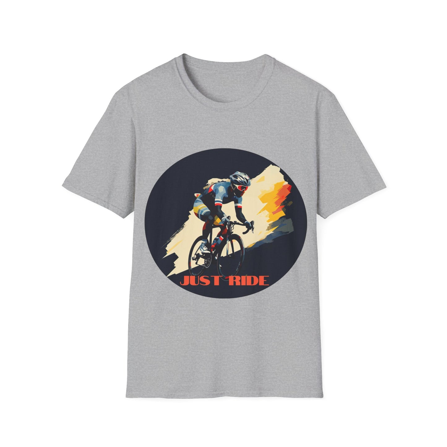 Just Ride - Cycle Bicycle Gift, T Shirt, Colorful Cycling Shirt Mens Woman's Unisex Shirt, Softstyle T-Shirt Tee Teeshirt