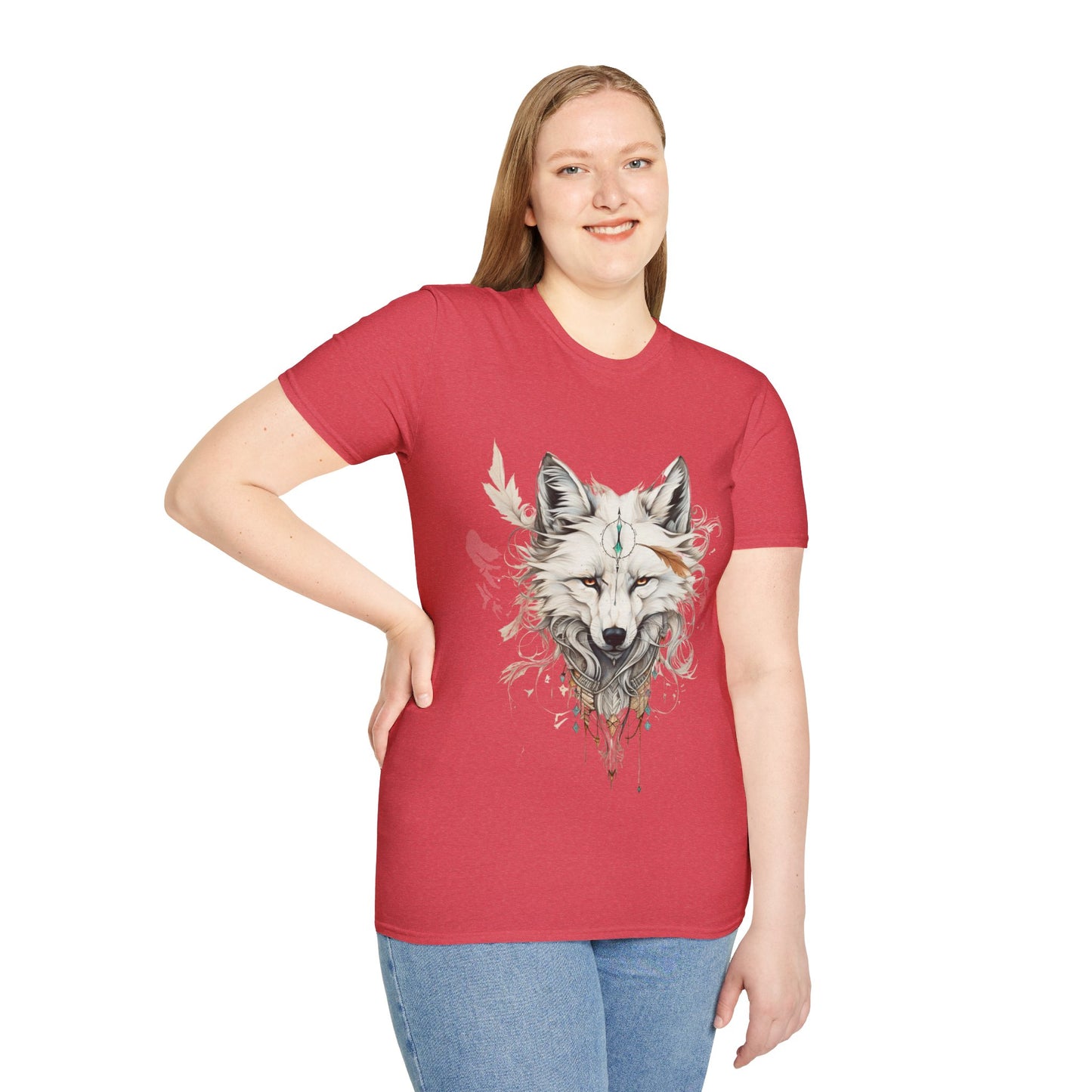 White Snow Fox Shirt, Fox Lover's Gift, Unisex Tee Shirt, T-Shirt Fox Totem Spirit Medicine Softstyle T-Shirt Tee Teeshirt White Fox