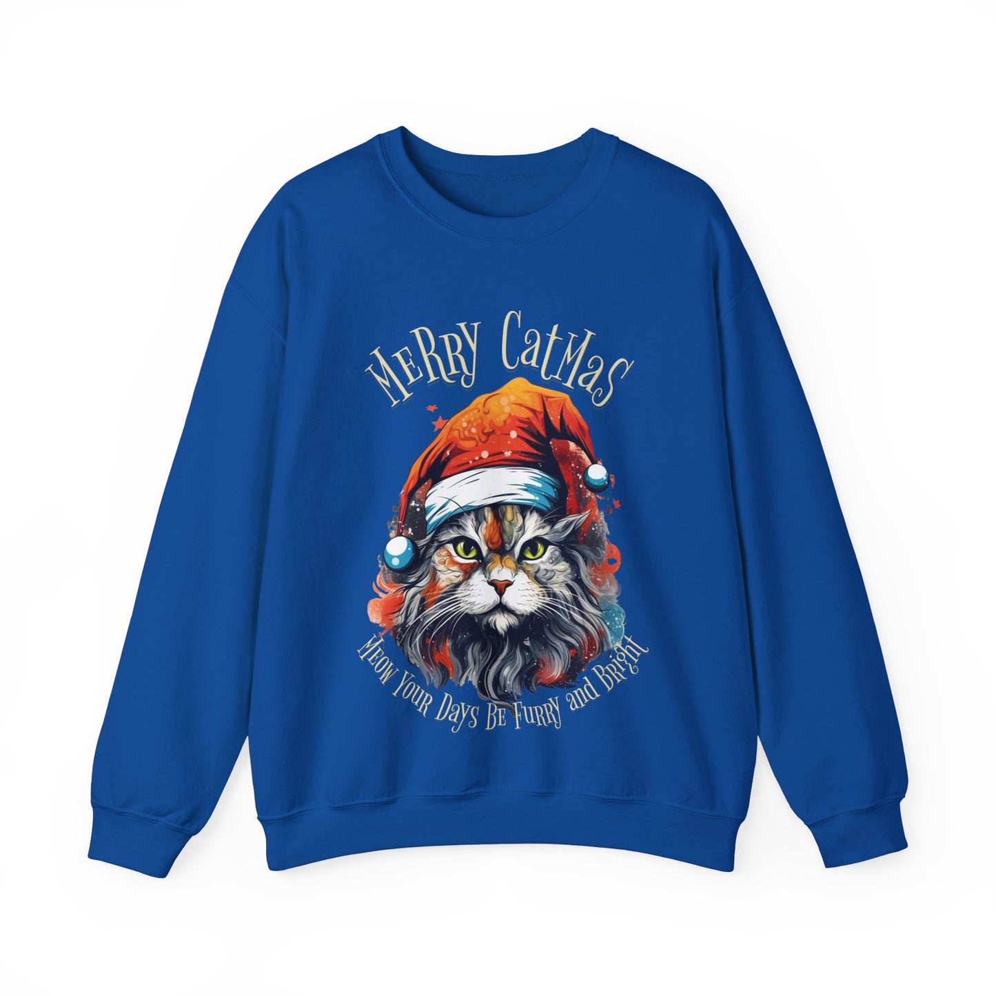 Merry Catmas Christmas Cat, Cat Lovers Gift, Kitty Cat Christmas Shirt Unisex Sweatshirt Sweat Shirt, Many Colors