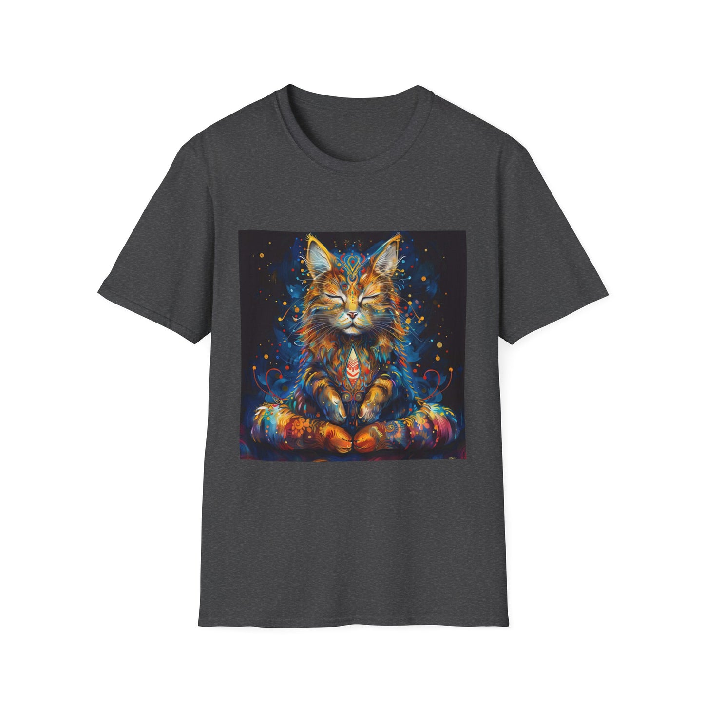 Zen Cat, Chill - Meditating Cat Shirt, Cat Lover's Graphic Tee Graphic Unisex T- Shirt, T-Shirt Cat Lovers Gift Softstyle T-Shirt Tee Teeshirt Stylized Cat
