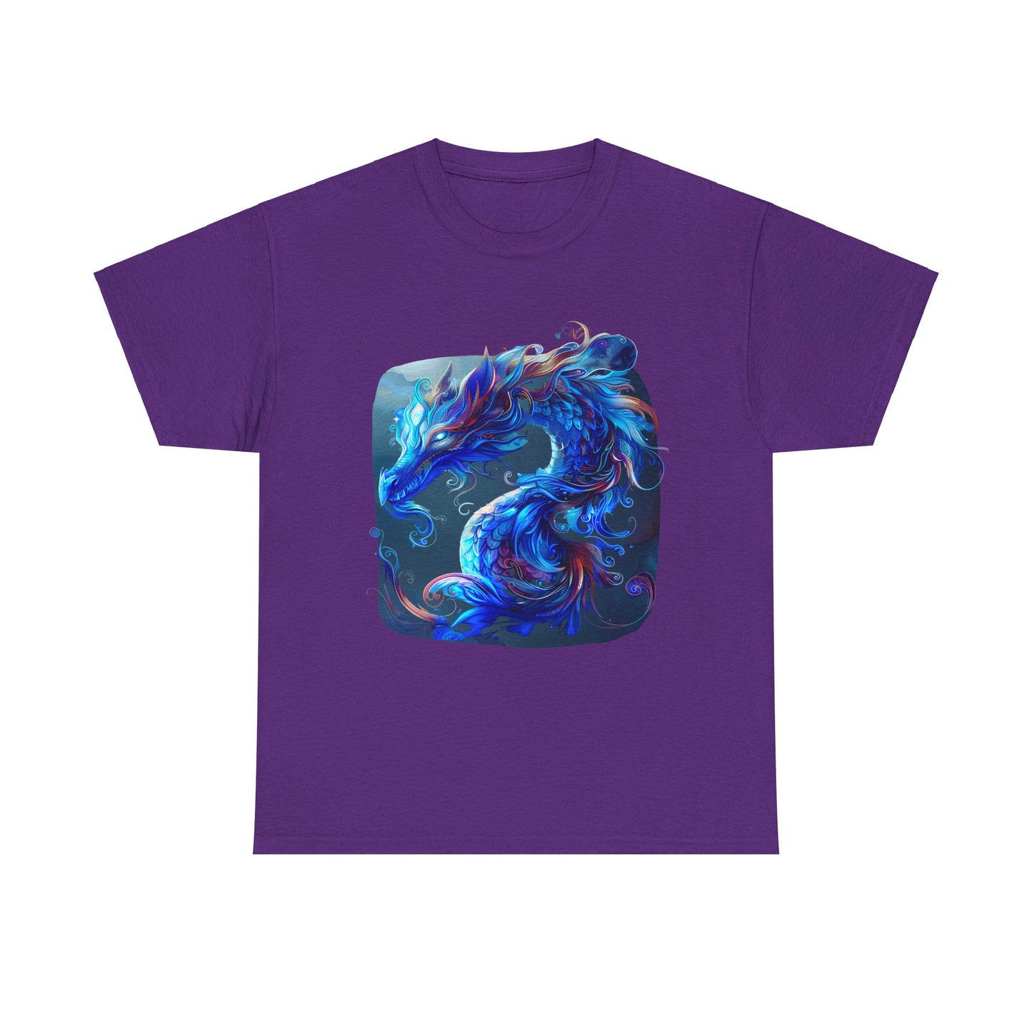 Blue Water Dragon Graphic Tee - Dragons T-shirt - Dragon Lovers Unisex Heavy Cotton Tee T-Shirt
