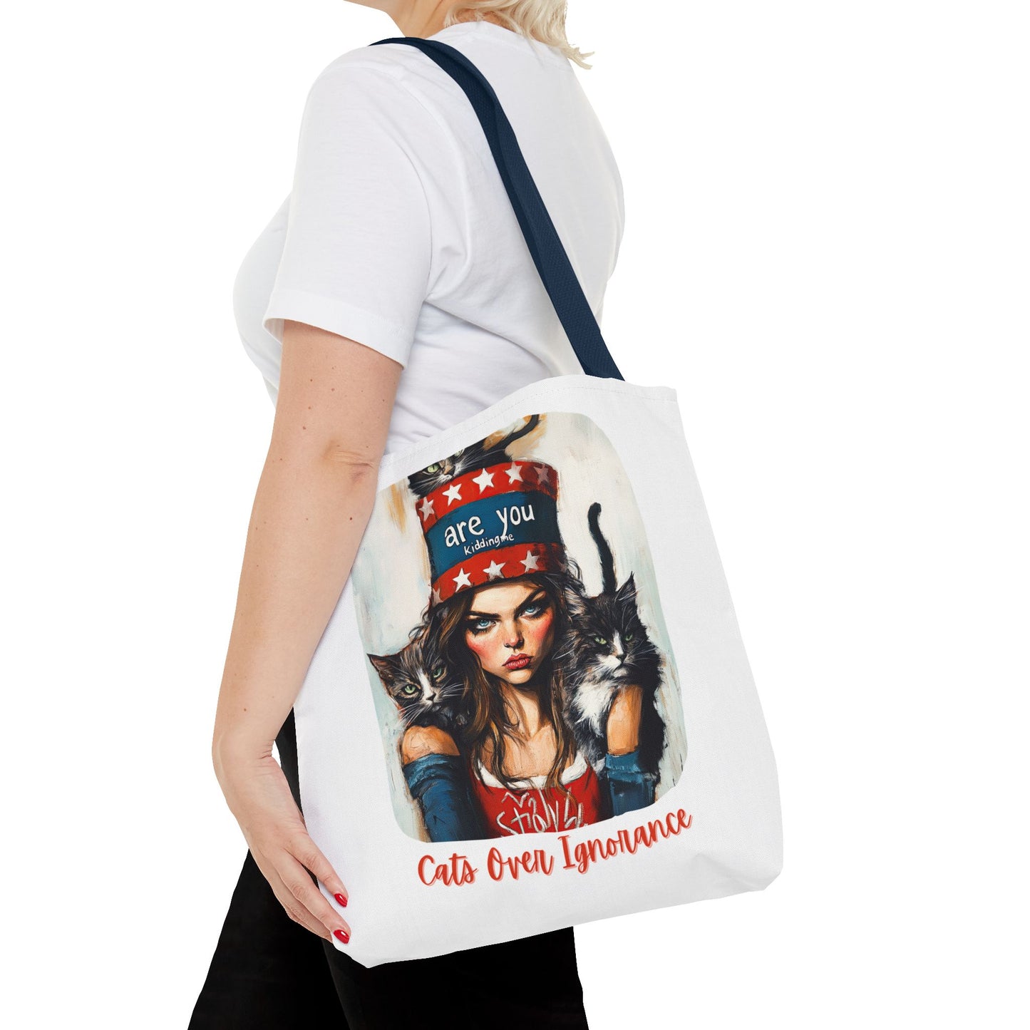 "Cats Over Ignorance" Childless Cat Lady Tote Bag (AOP)