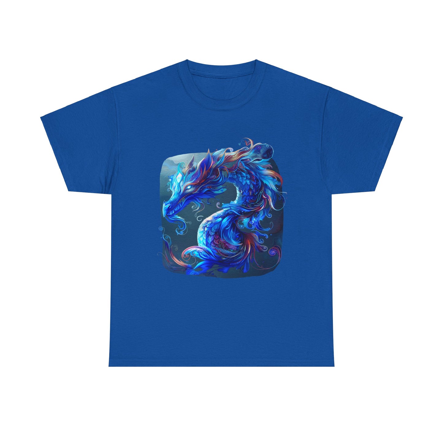 Blue Water Dragon Graphic Tee - Dragons T-shirt - Dragon Lovers Unisex Heavy Cotton Tee T-Shirt