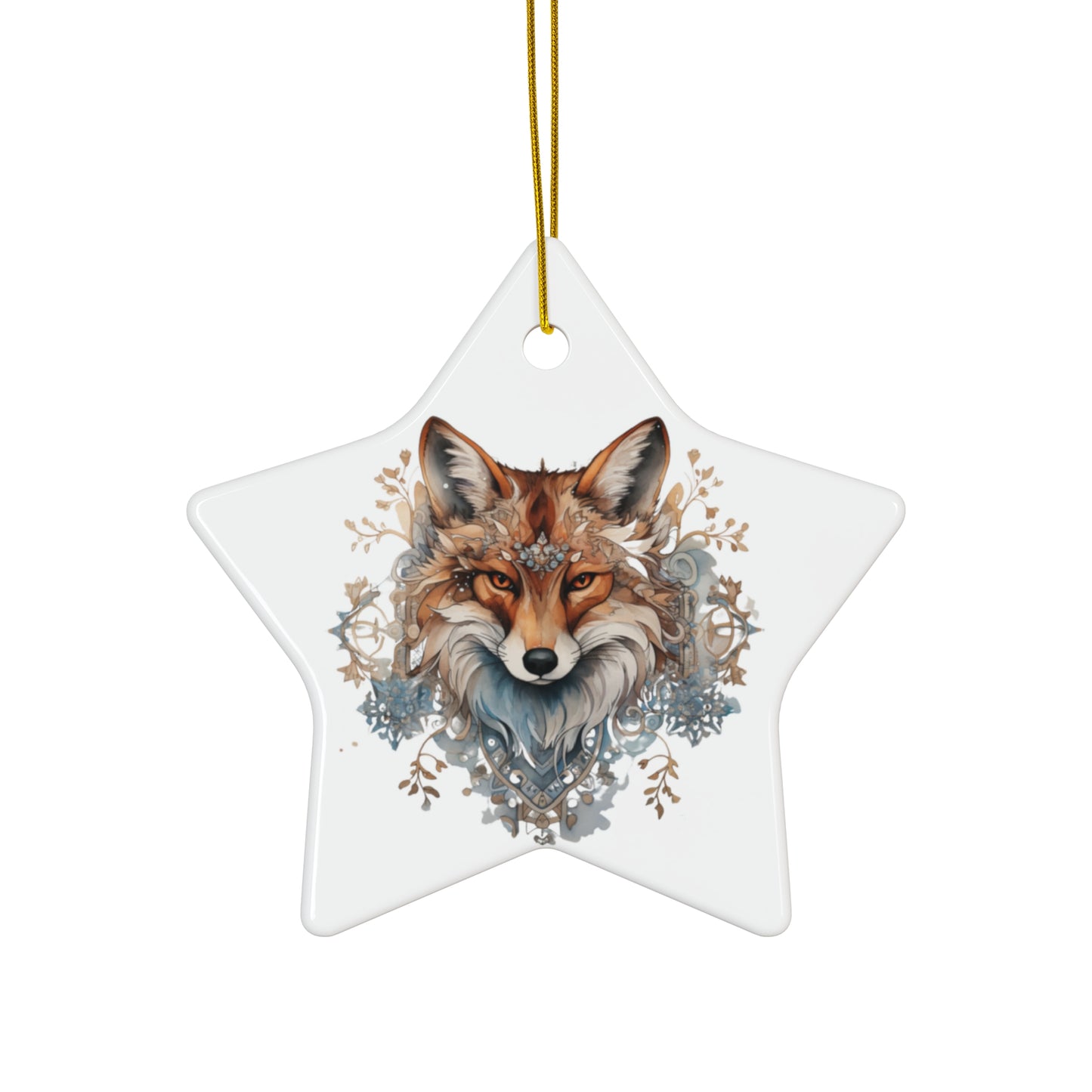 Red Fox, Holiday Fox- Christmas Fox Ceramic Christmas Ornament - Magical Fox, Spirit Medicine Ornament Gift - 4 Shapes