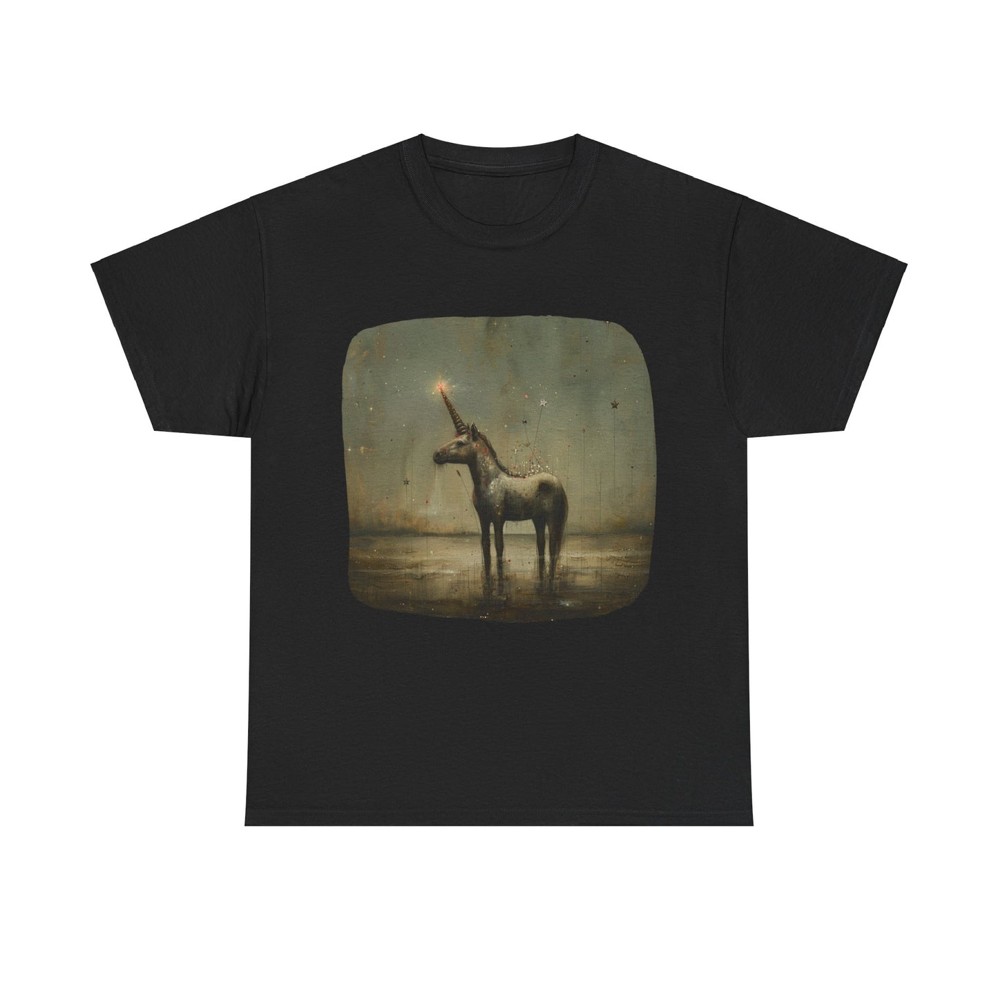 Dark Candlelit Unicorn Streetwear Unicorn Graphic T Tee - Unicorn Lovers Unisex Heavy Cotton Tee T-Shirt