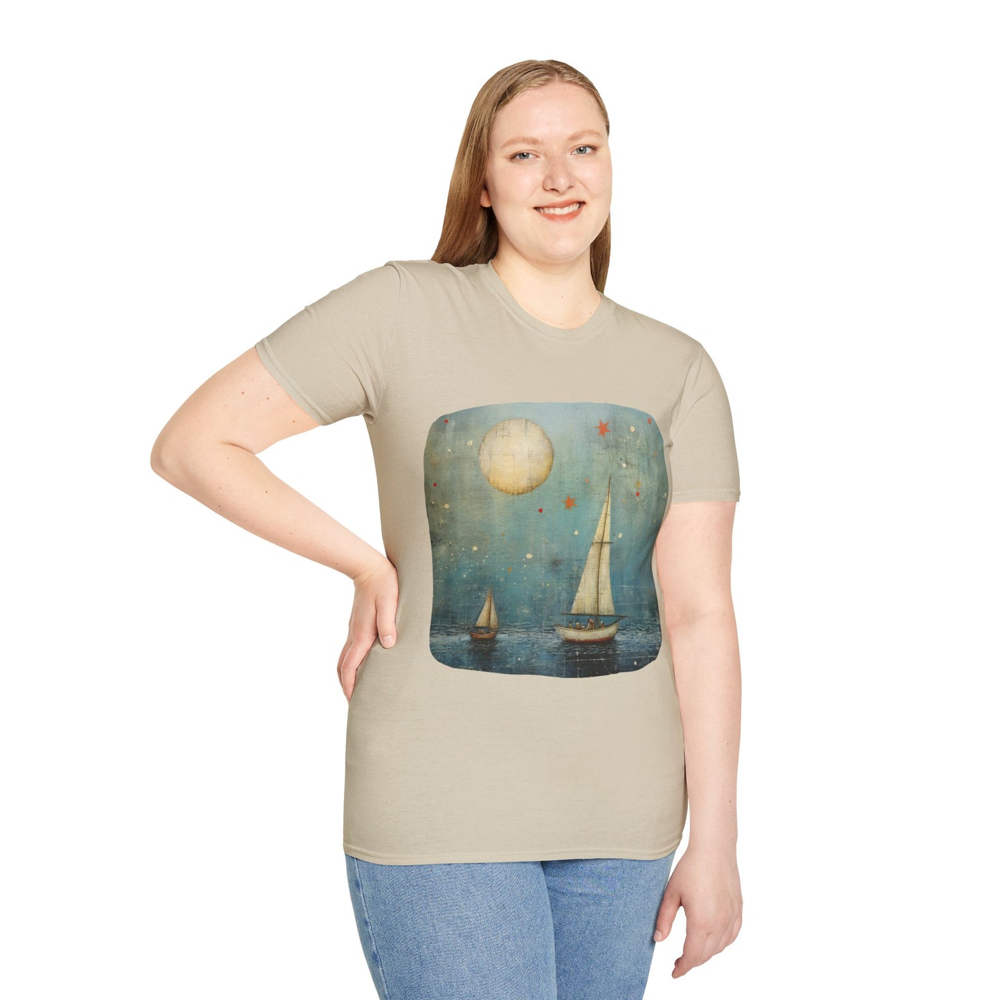 Nautical, Sailing Lover's Peaceful Seas Unisex Tee Shirt, T-Shirt Sailing Gift Softstyle T-Shirt Tee Teeshirt Nautical Florida Gift