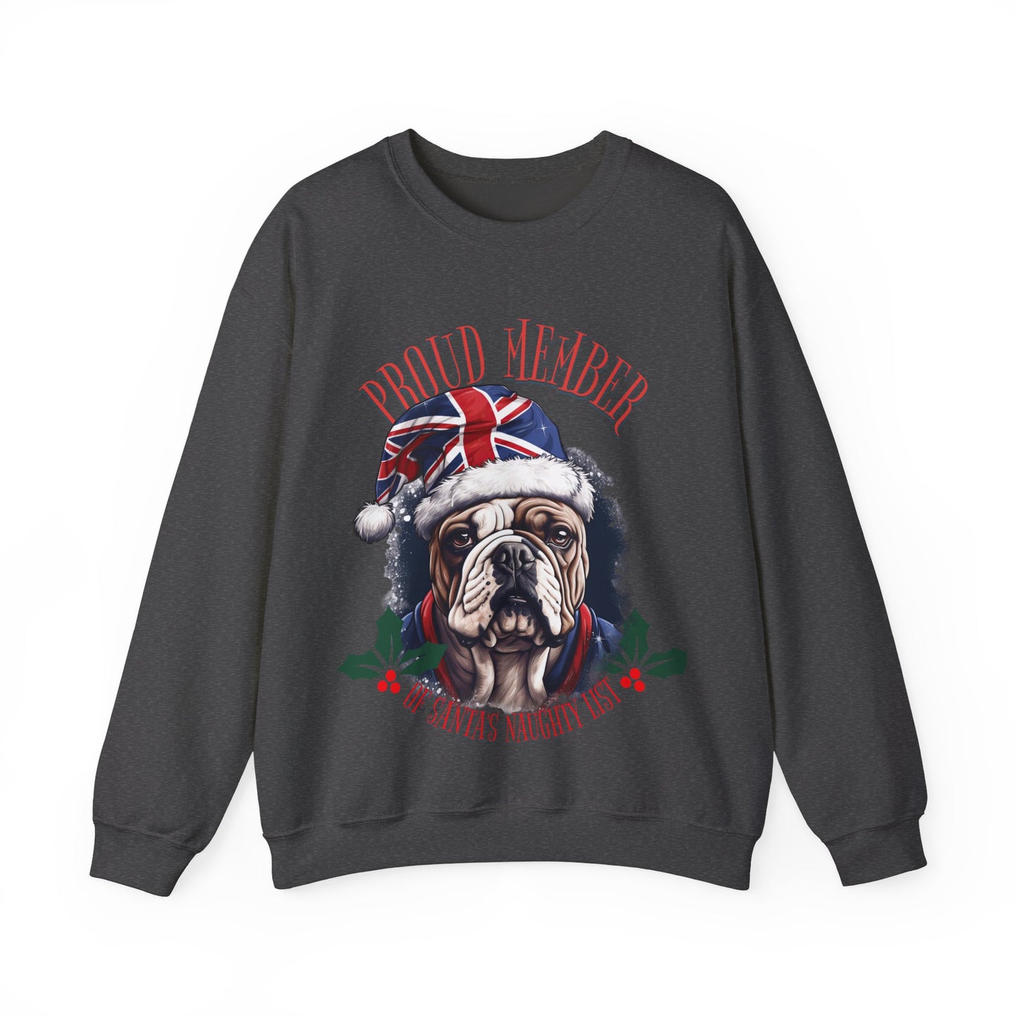 Santa's Naughty List British English Bulldog Anglophile Christmas Unisex Long Sleeve Jersey Cotton Shirt Mens Womens Sweatshirt Sweat Shirt